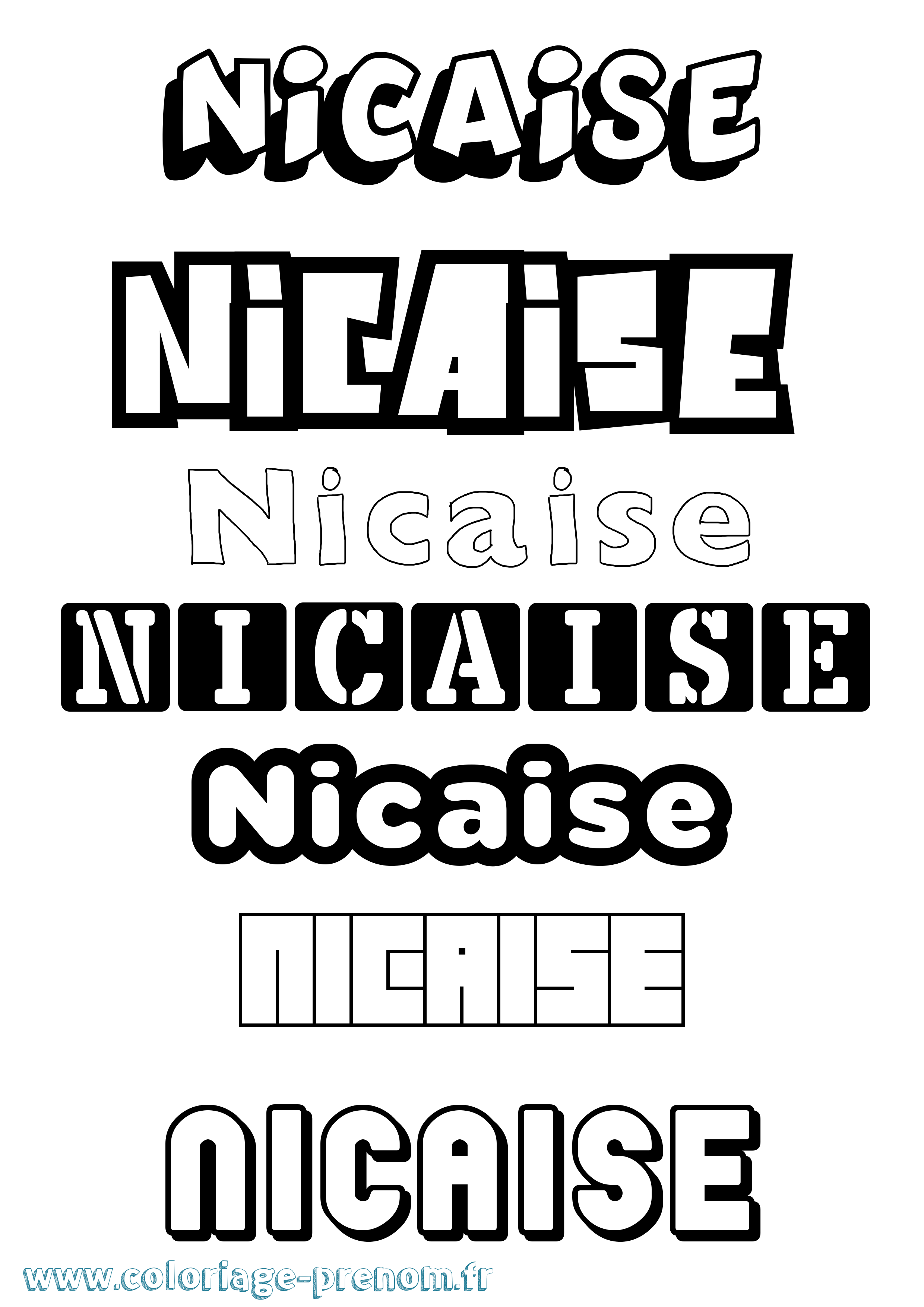Coloriage Nicaise Simple Coloriage prénom Nicaise Simple
