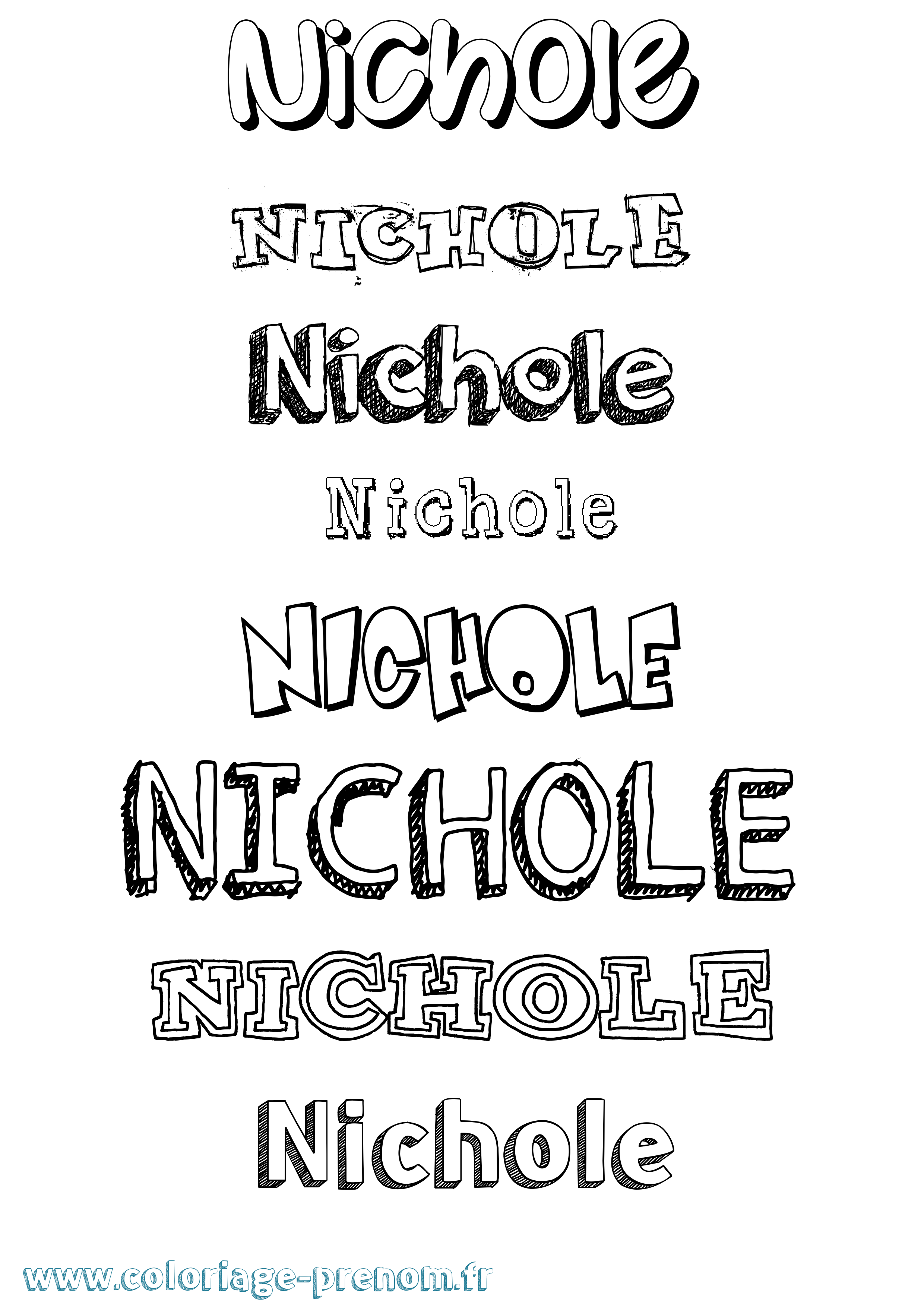 Coloriage Nichole Dessiné Coloriage prénom Nichole Dessiné