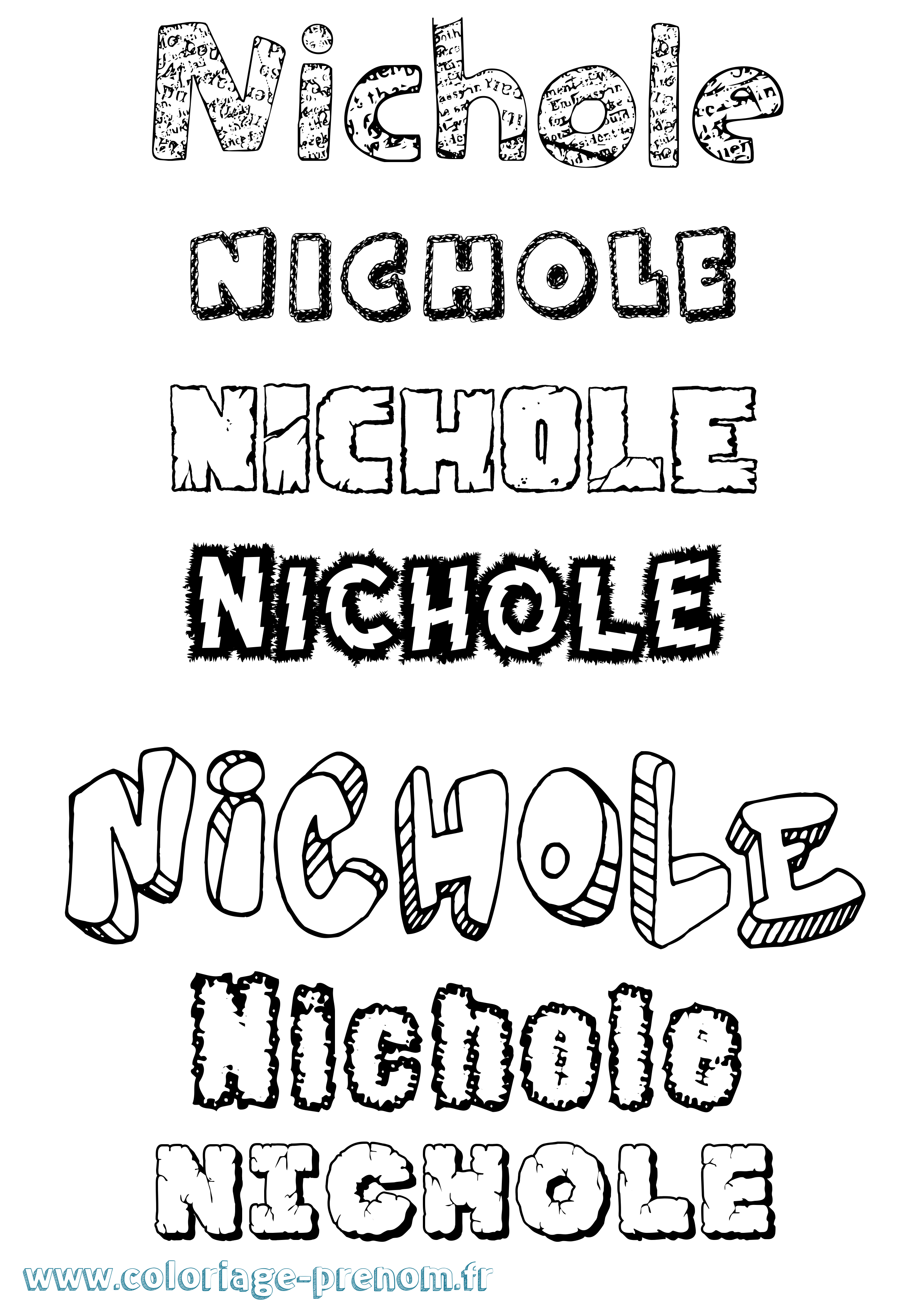 Coloriage Nichole Destructuré Coloriage prénom Nichole Destructuré