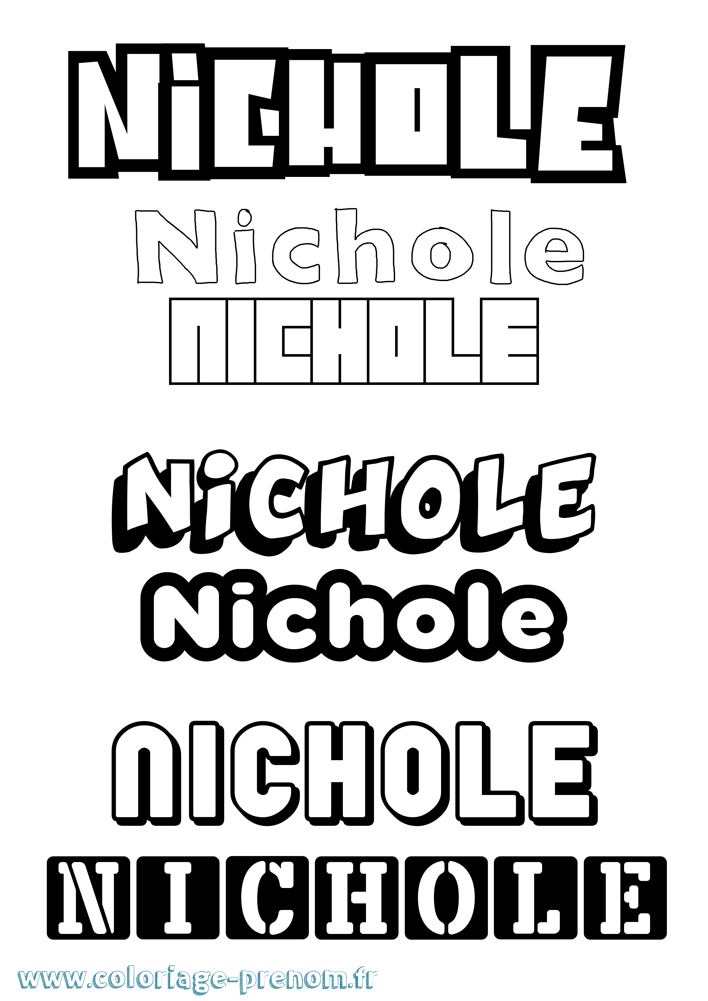 Coloriage Nichole Simple Coloriage prénom Nichole Simple