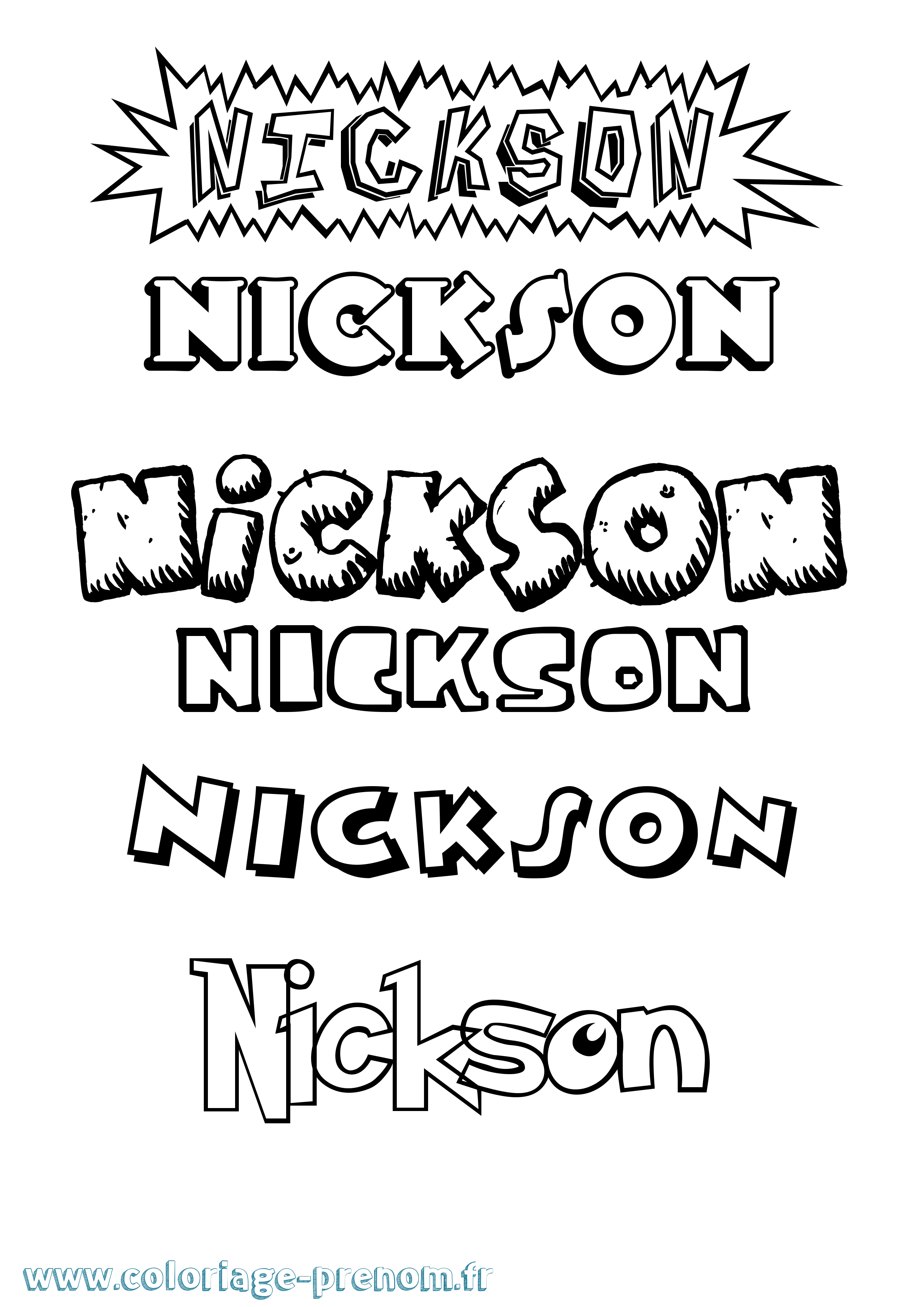 Coloriage Nickson Dessin Animé Coloriage prénom Nickson Dessin Animé
