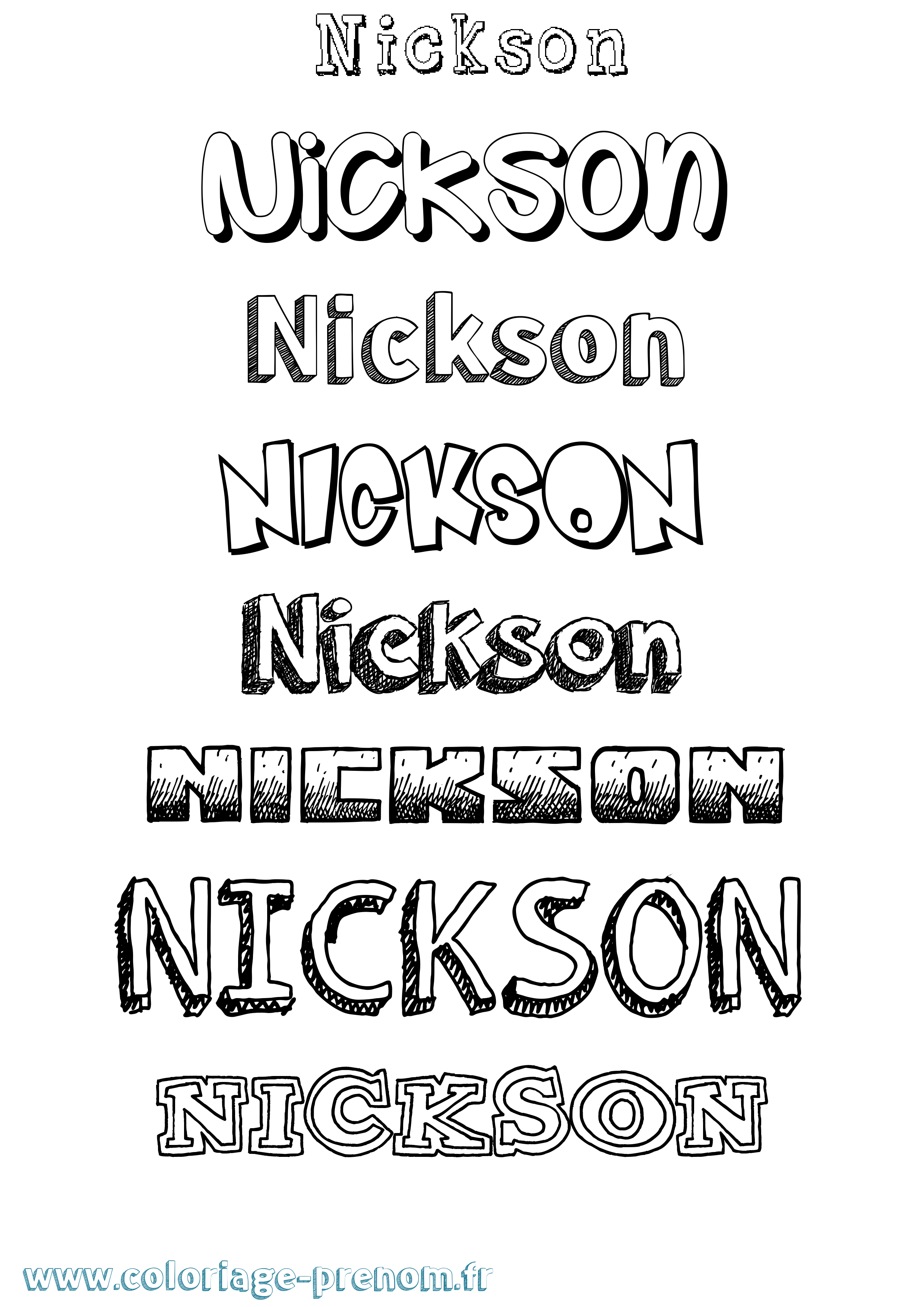 Coloriage Nickson Dessiné Coloriage prénom Nickson Dessiné