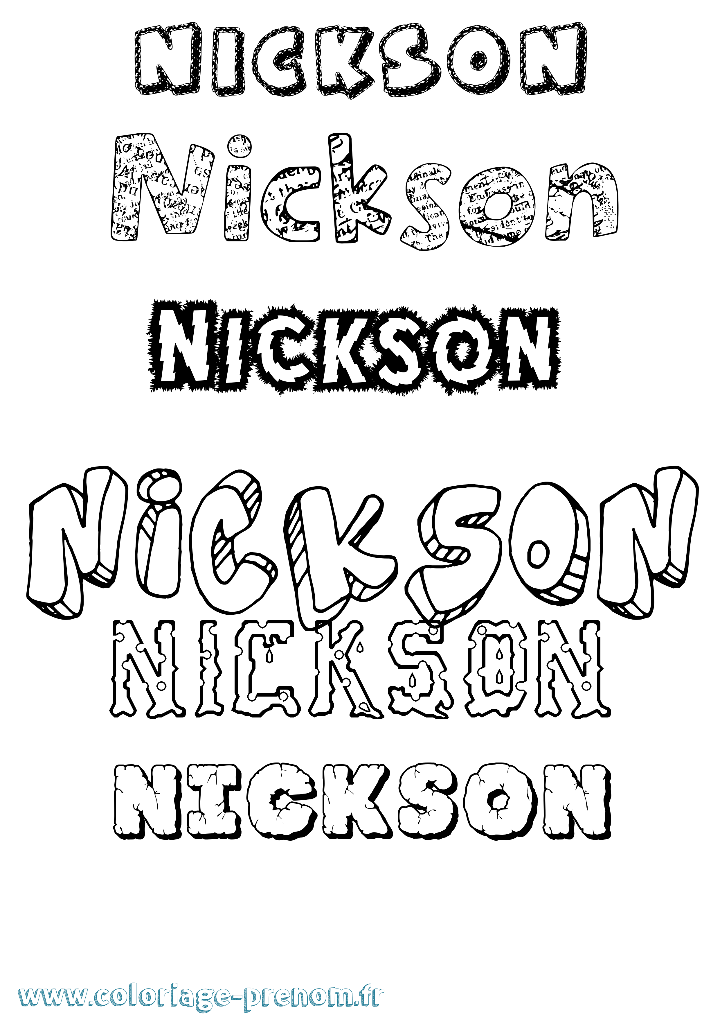 Coloriage Nickson Destructuré Coloriage prénom Nickson Destructuré