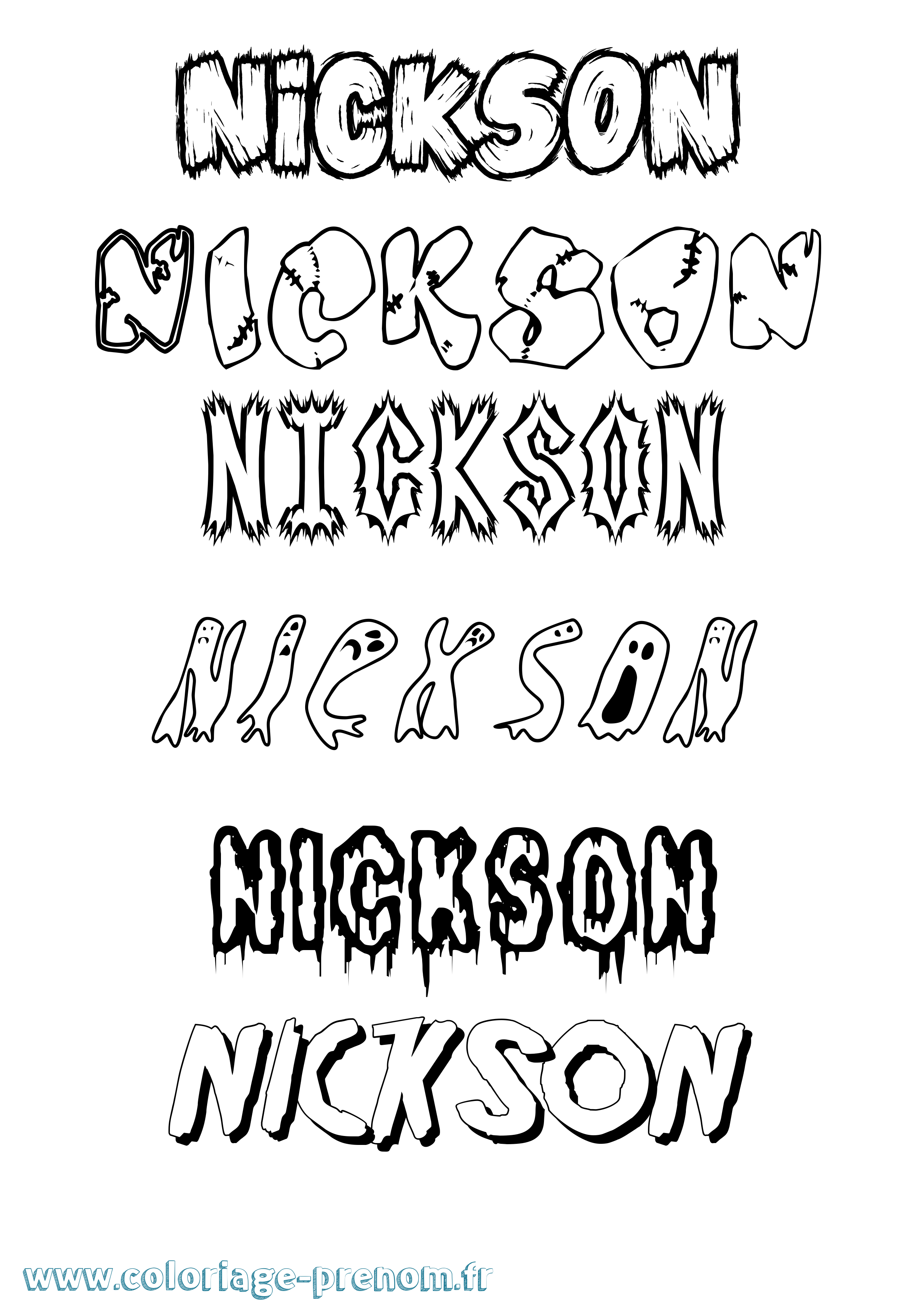 Coloriage Nickson Frisson Coloriage prénom Nickson Frisson