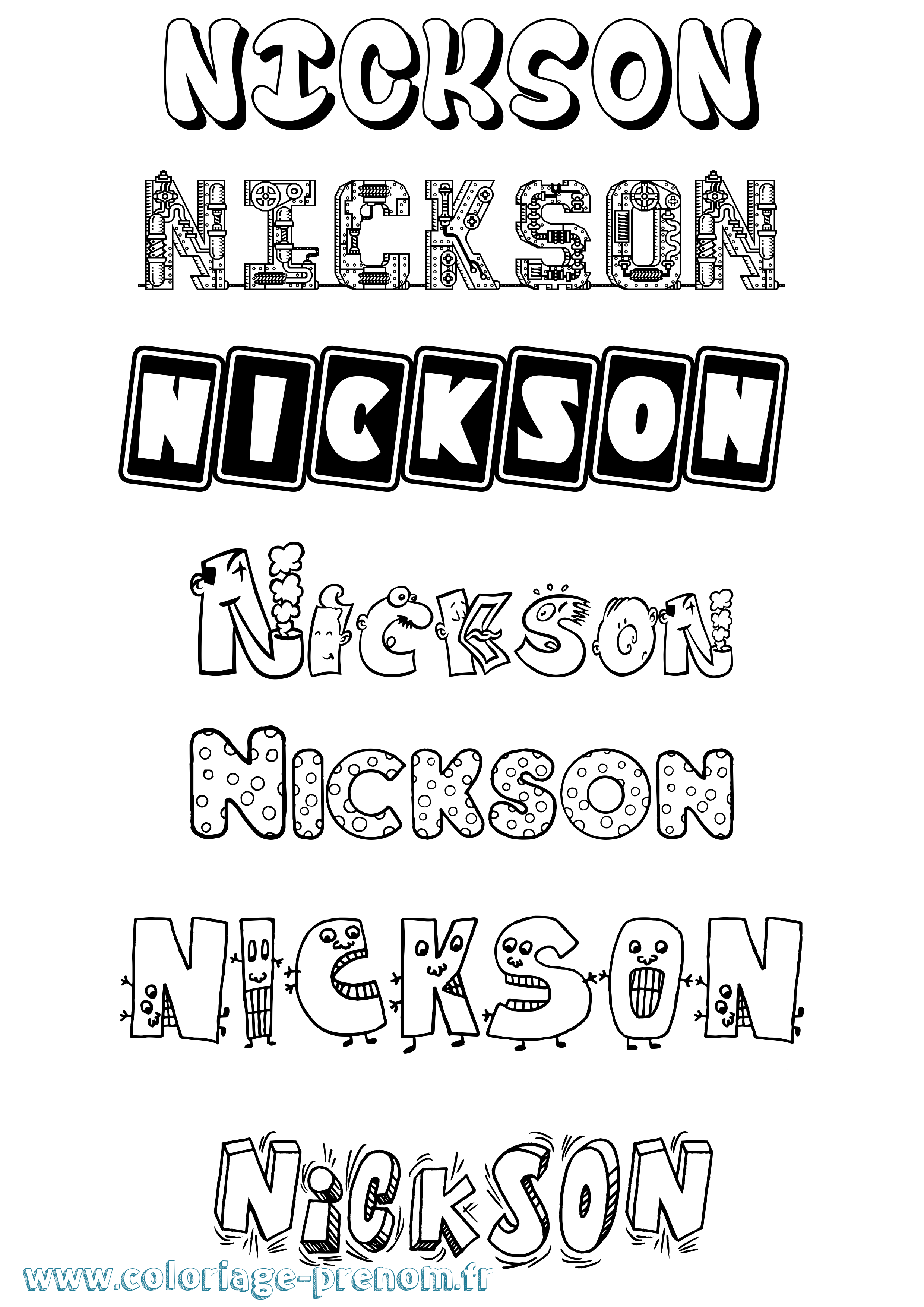 Coloriage Nickson Fun Coloriage prénom Nickson Fun