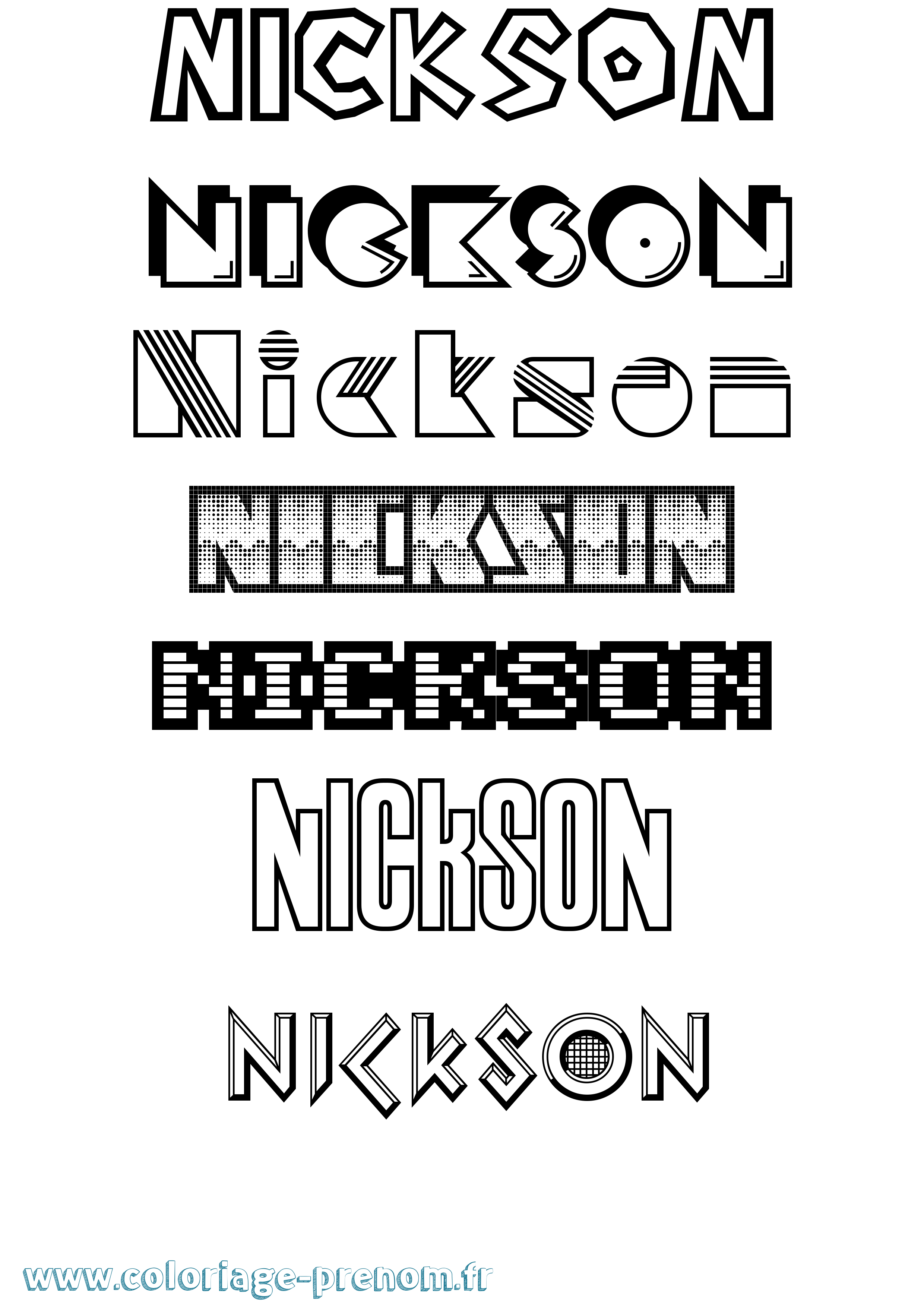 Coloriage Nickson Jeux Vidéos Coloriage prénom Nickson Jeux Vidéos