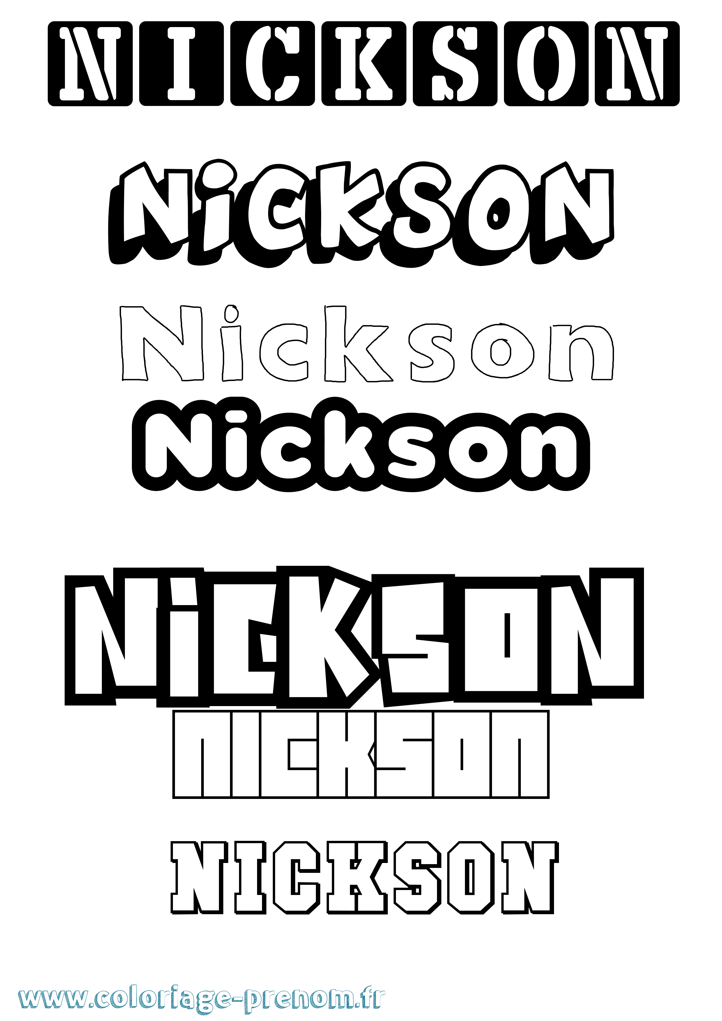 Coloriage Nickson Simple Coloriage prénom Nickson Simple