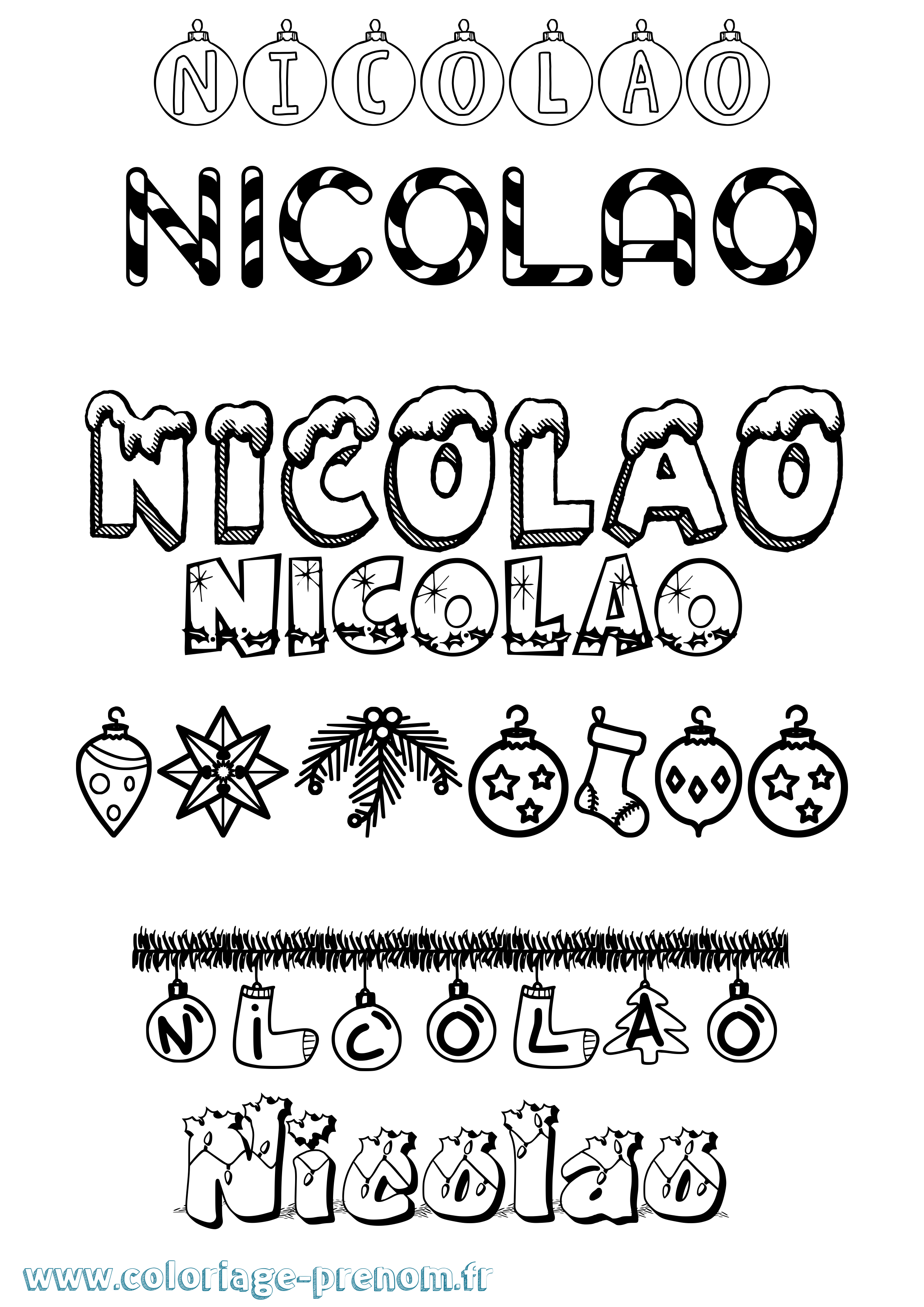 Coloriage Nicolao Noël Coloriage prénom Nicolao Noël