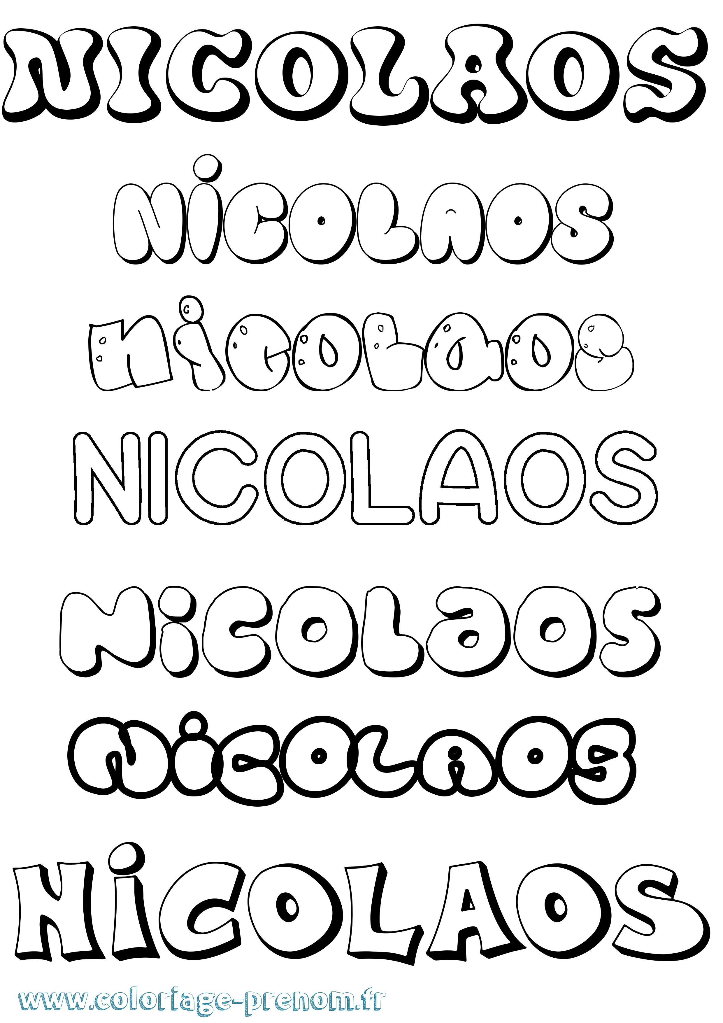 Coloriage Nicolaos Bubble Coloriage prénom Nicolaos Bubble