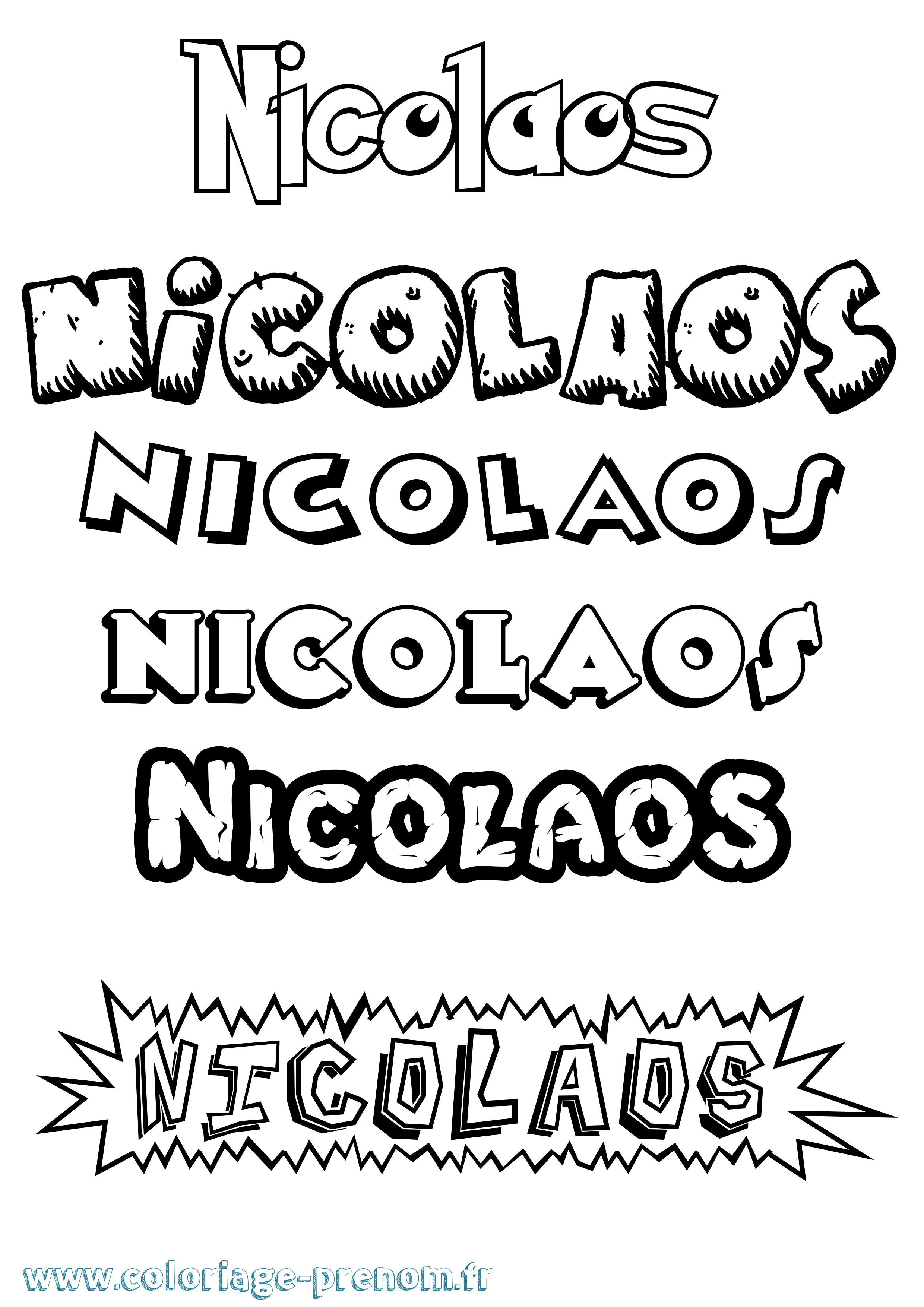 Coloriage Nicolaos Dessin Animé Coloriage prénom Nicolaos Dessin Animé