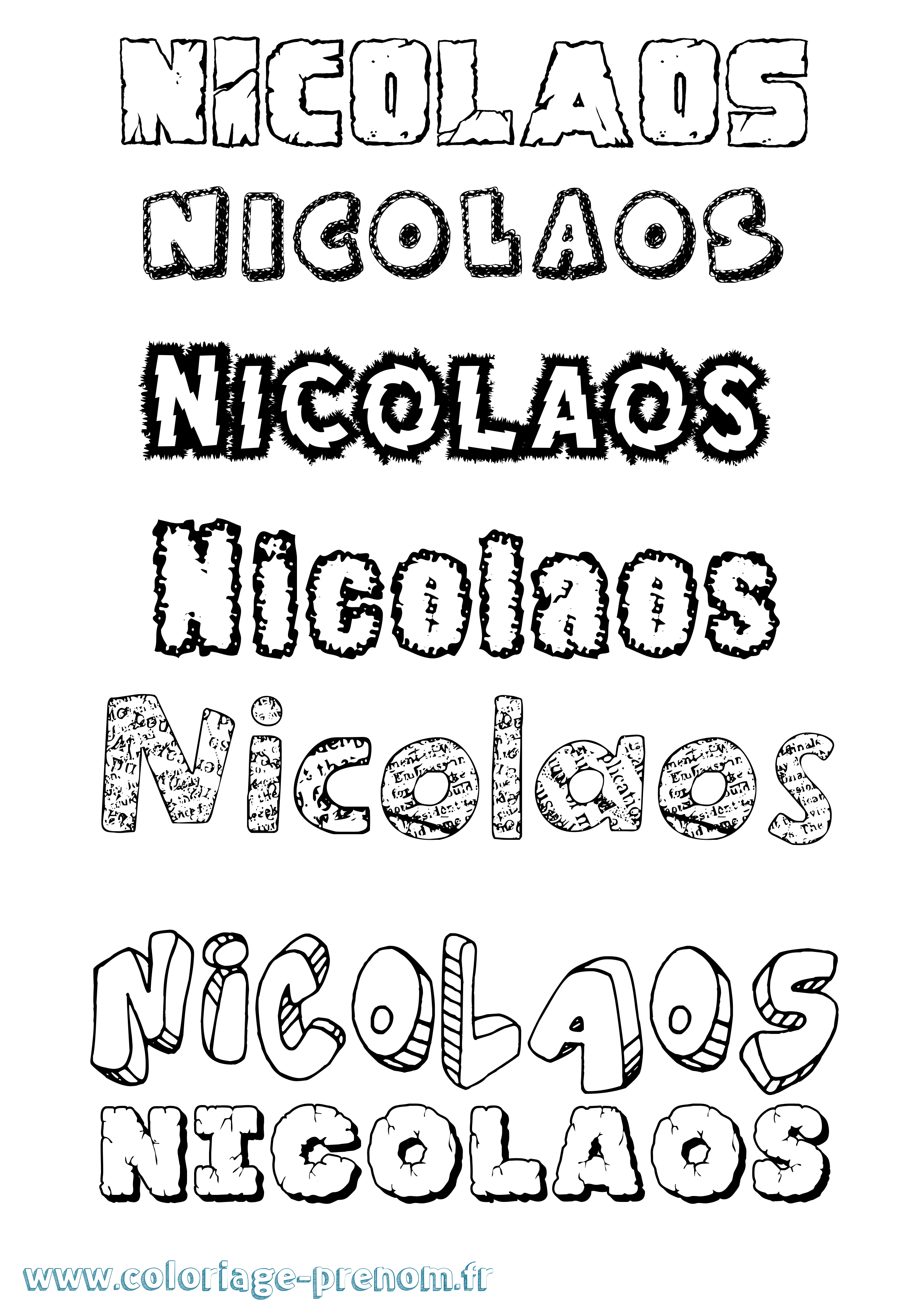Coloriage Nicolaos Destructuré Coloriage prénom Nicolaos Destructuré