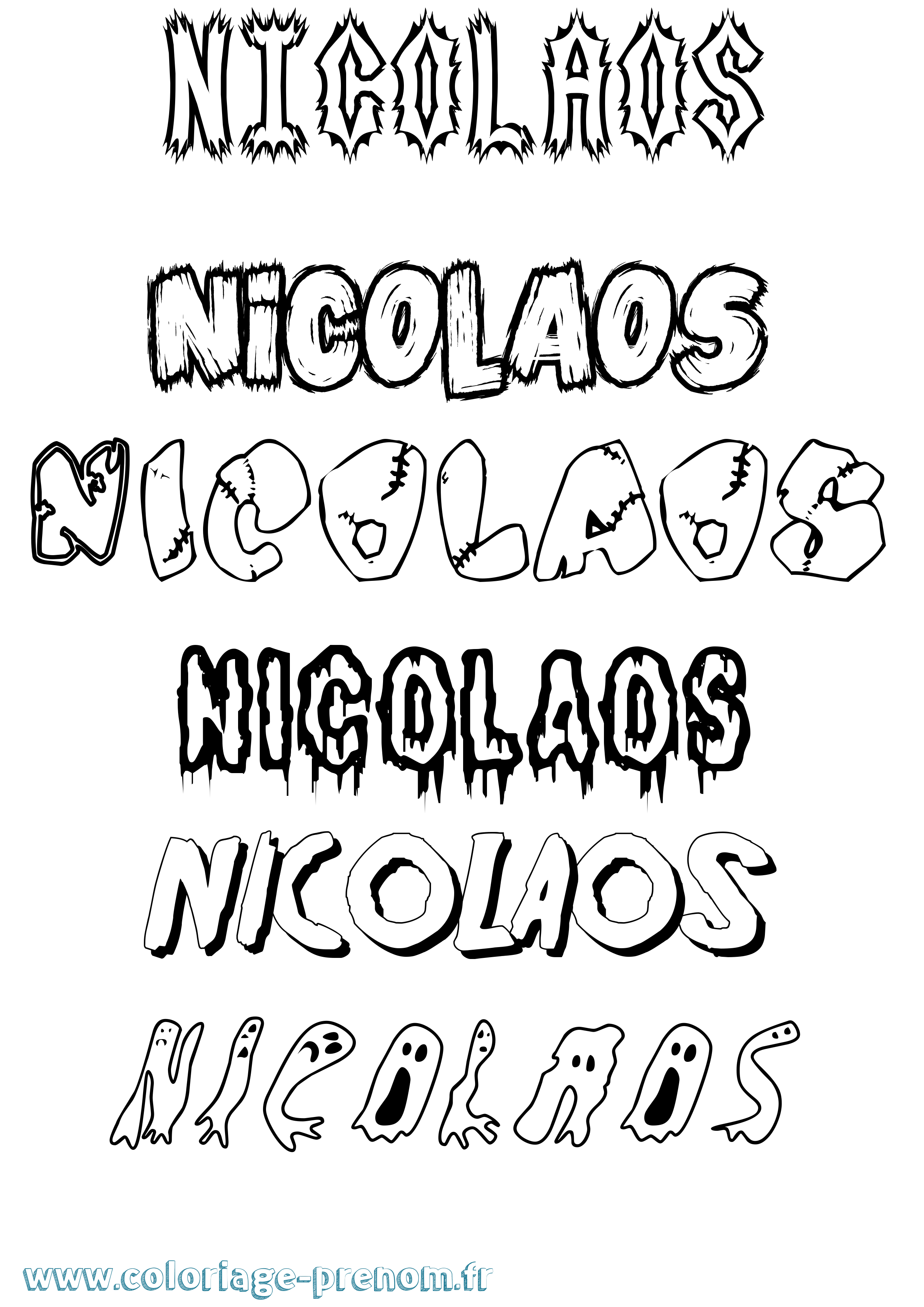 Coloriage Nicolaos Frisson Coloriage prénom Nicolaos Frisson