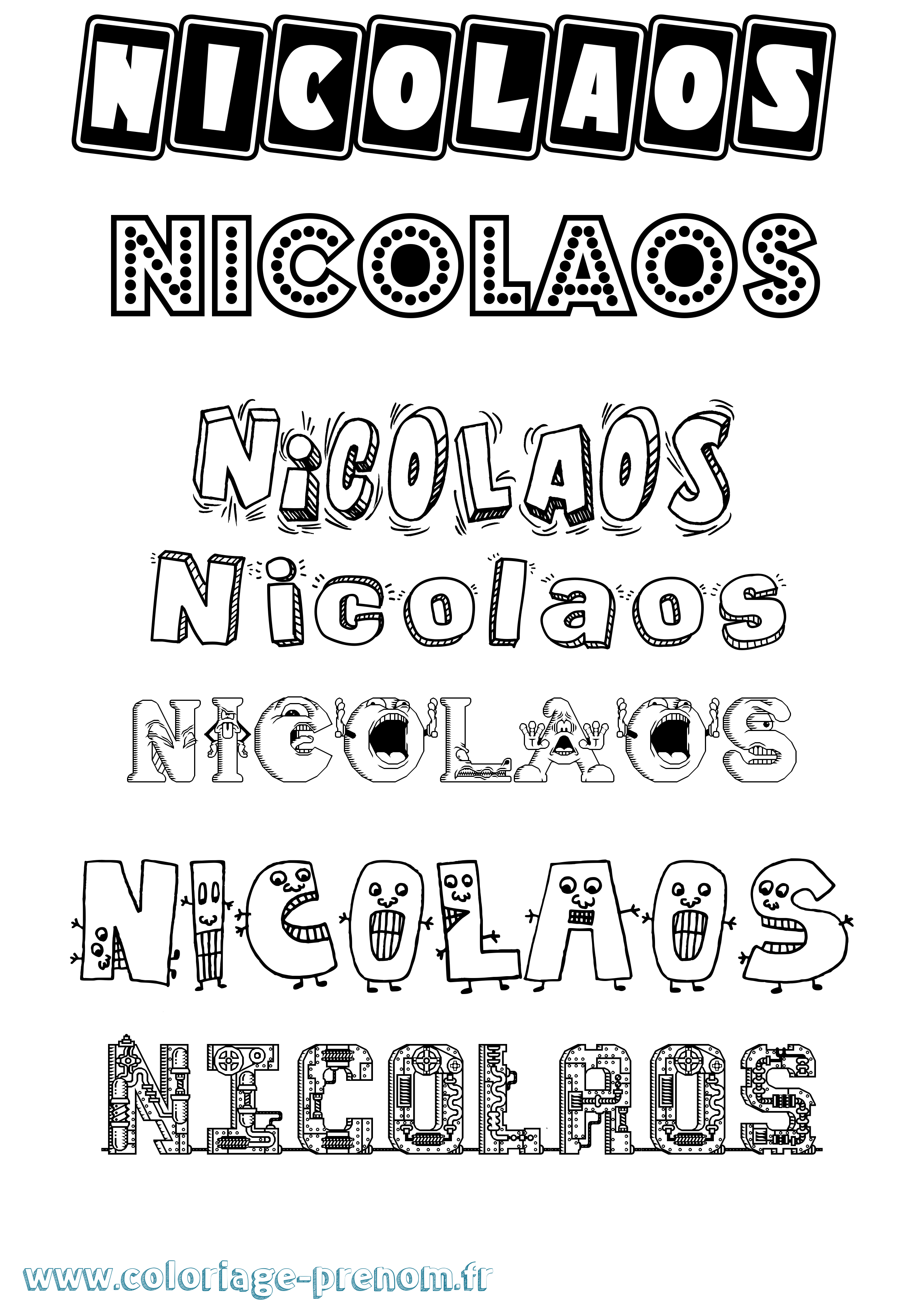 Coloriage Nicolaos Fun Coloriage prénom Nicolaos Fun