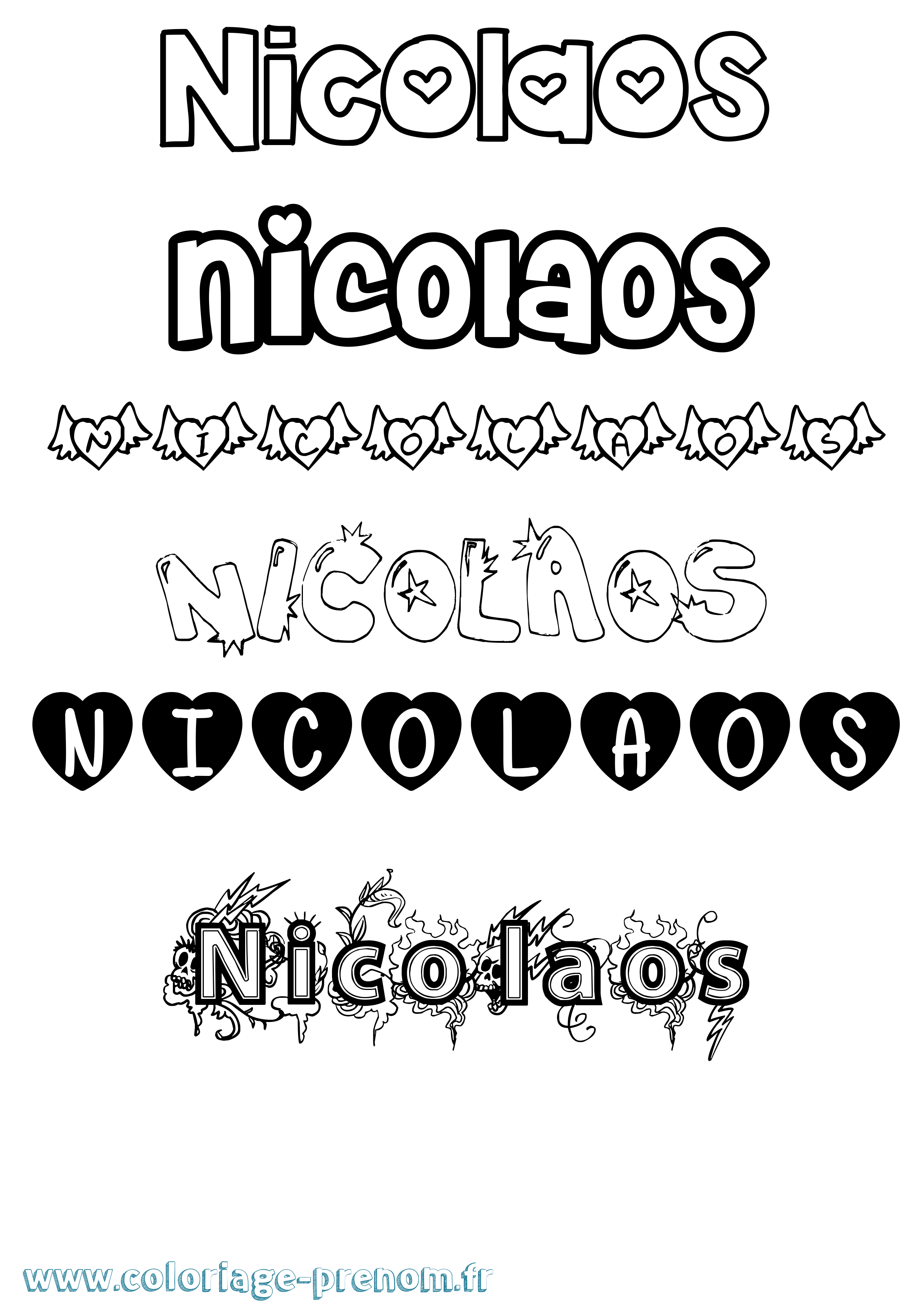 Coloriage Nicolaos Girly Coloriage prénom Nicolaos Girly