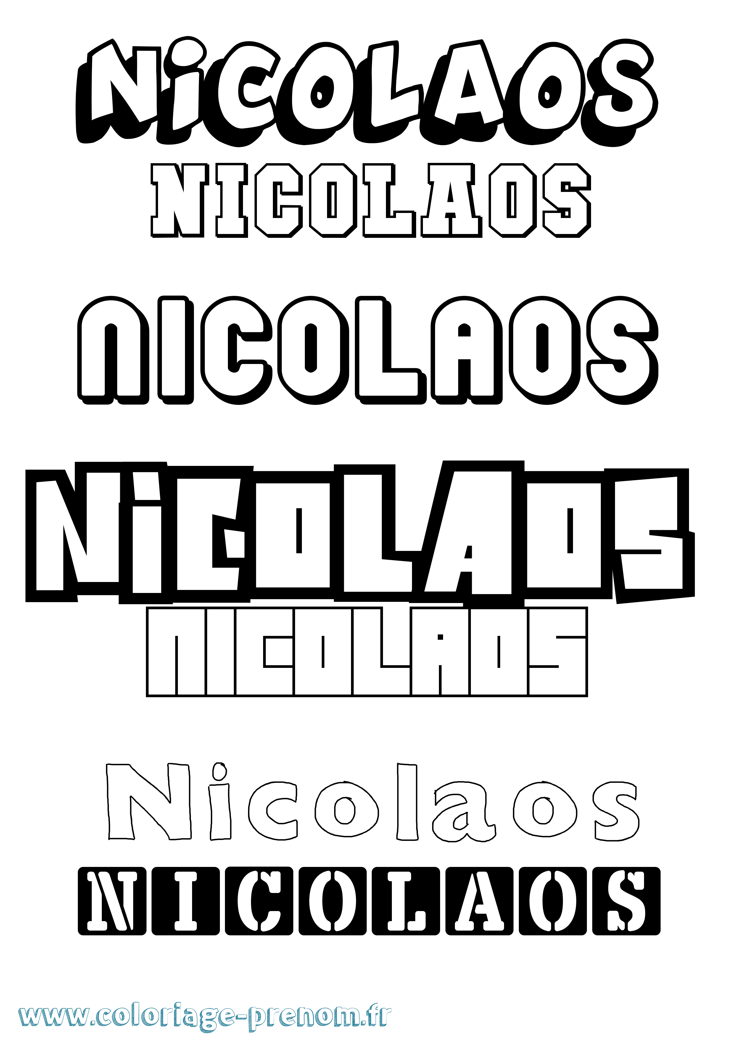 Coloriage Nicolaos Simple Coloriage prénom Nicolaos Simple