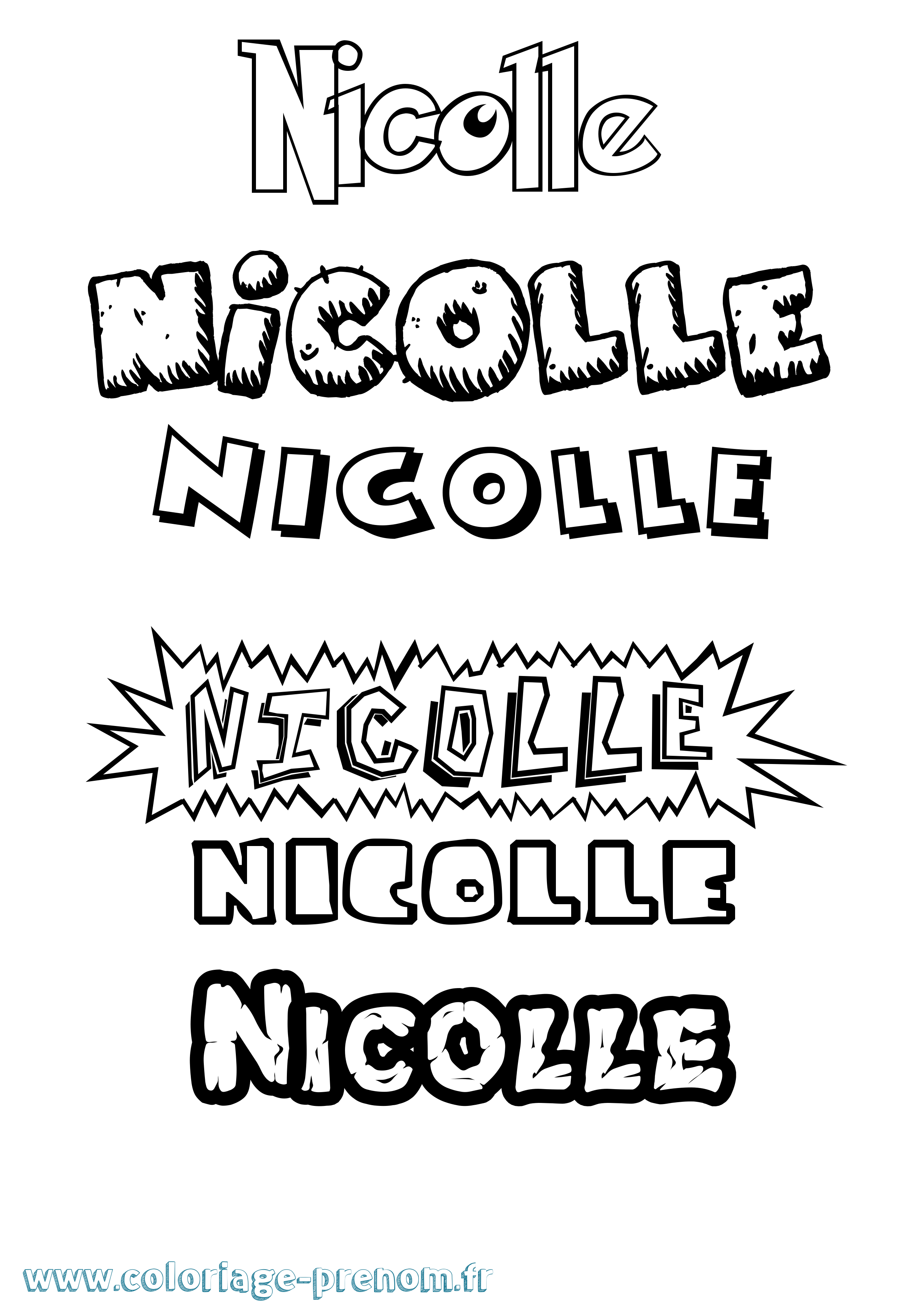 Coloriage Nicolle Dessin Animé Coloriage prénom Nicolle Dessin Animé