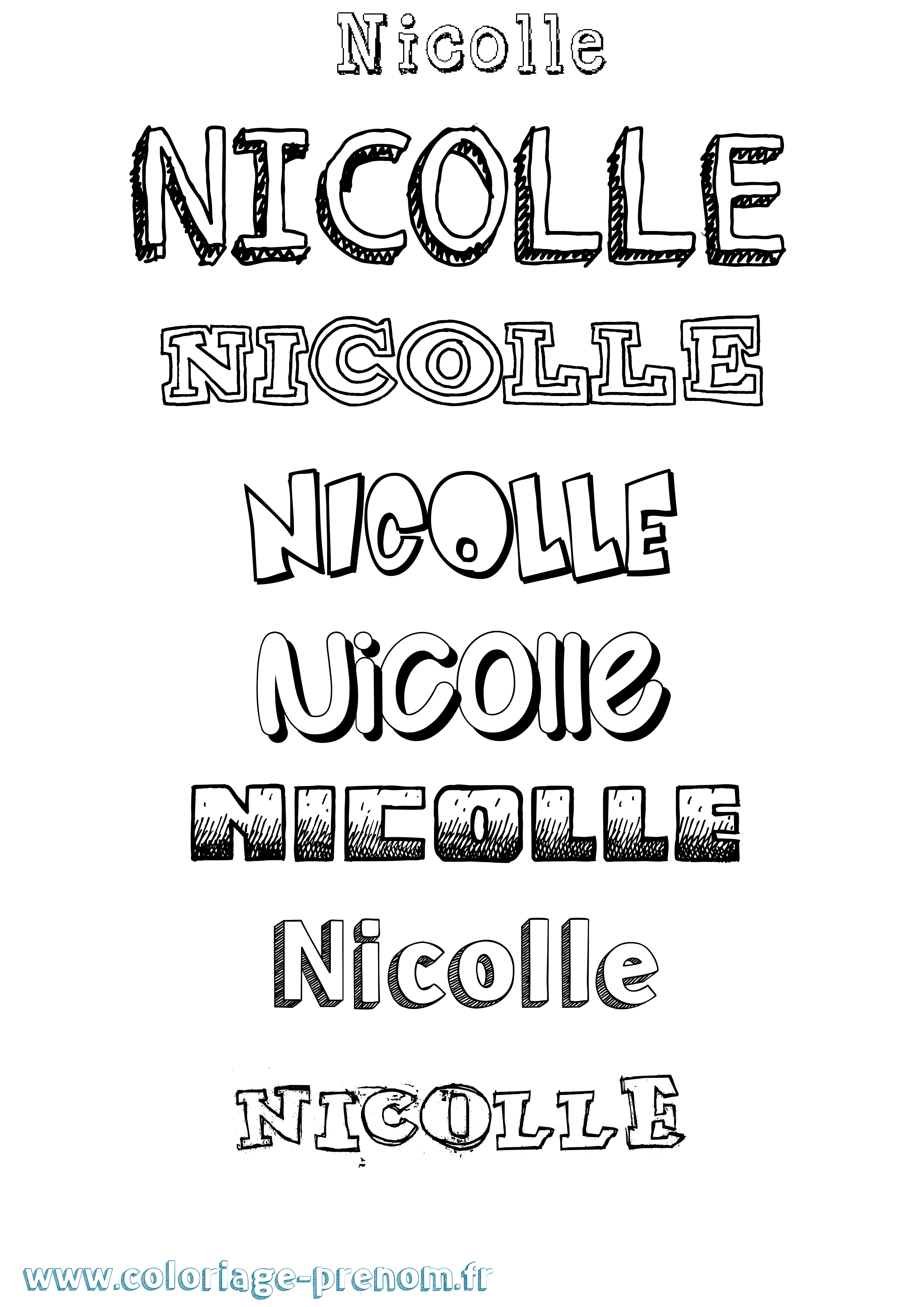 Coloriage Nicolle Dessiné Coloriage prénom Nicolle Dessiné