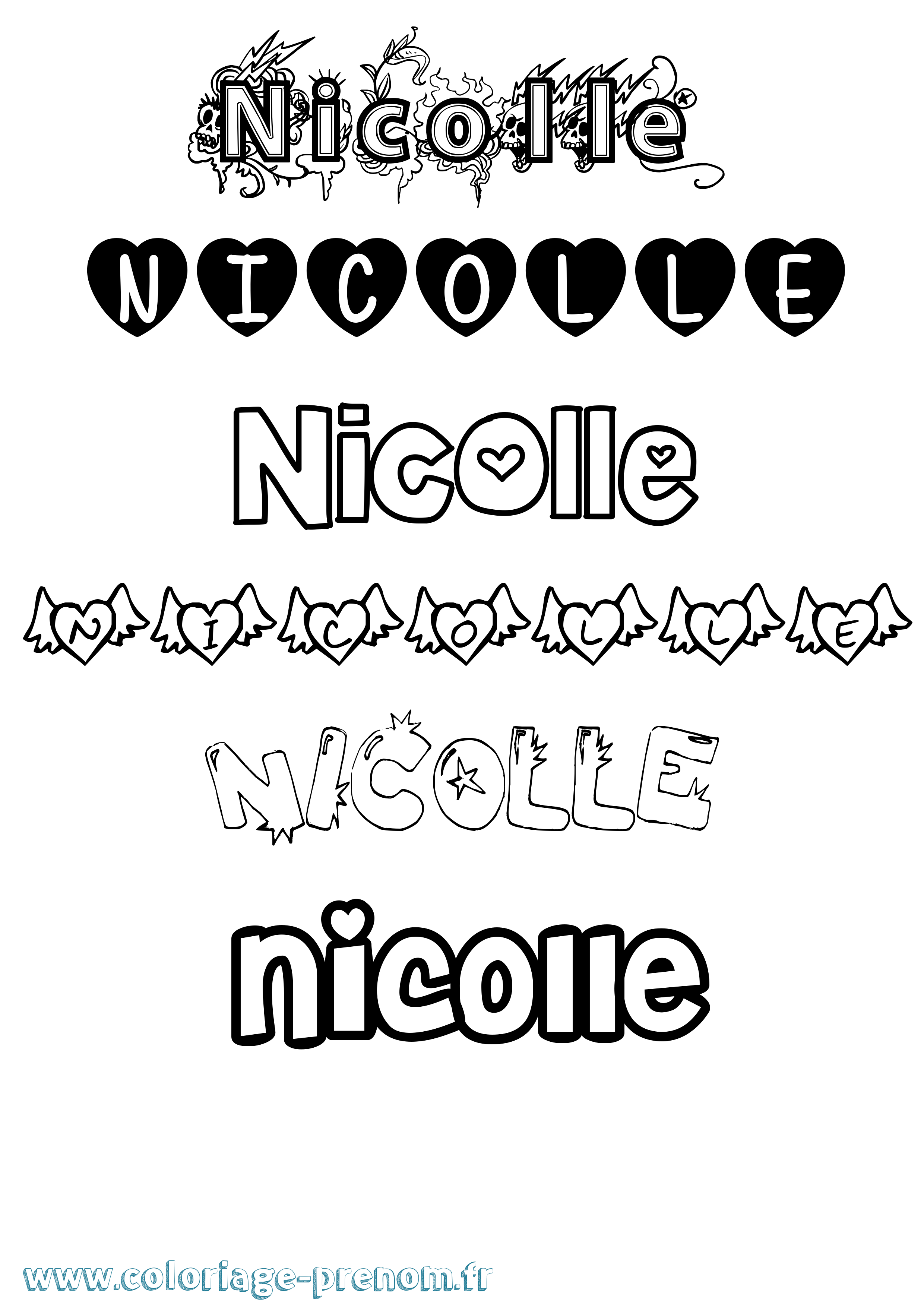 Coloriage Nicolle Girly Coloriage prénom Nicolle Girly