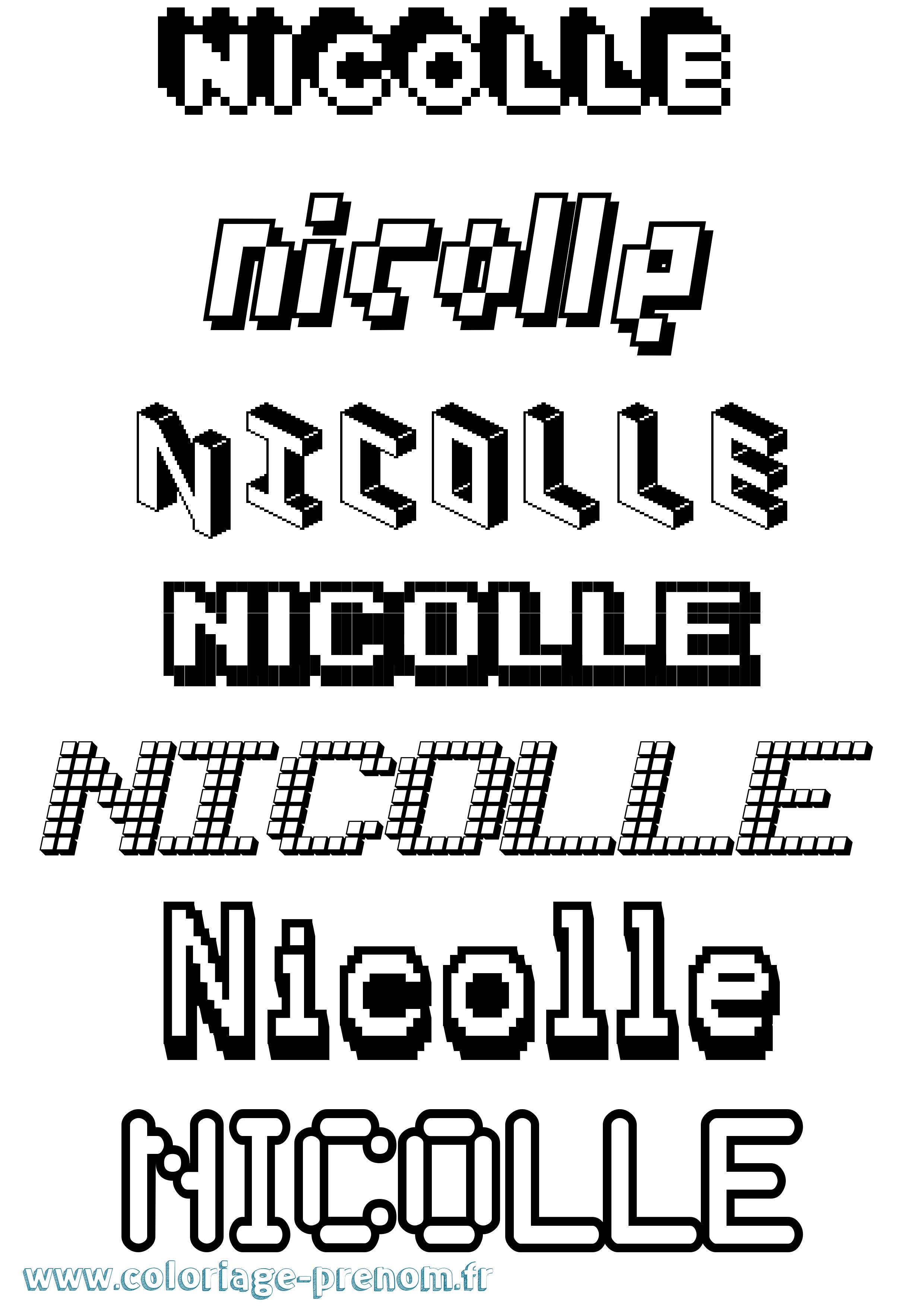 Coloriage Nicolle Pixel Coloriage prénom Nicolle Pixel