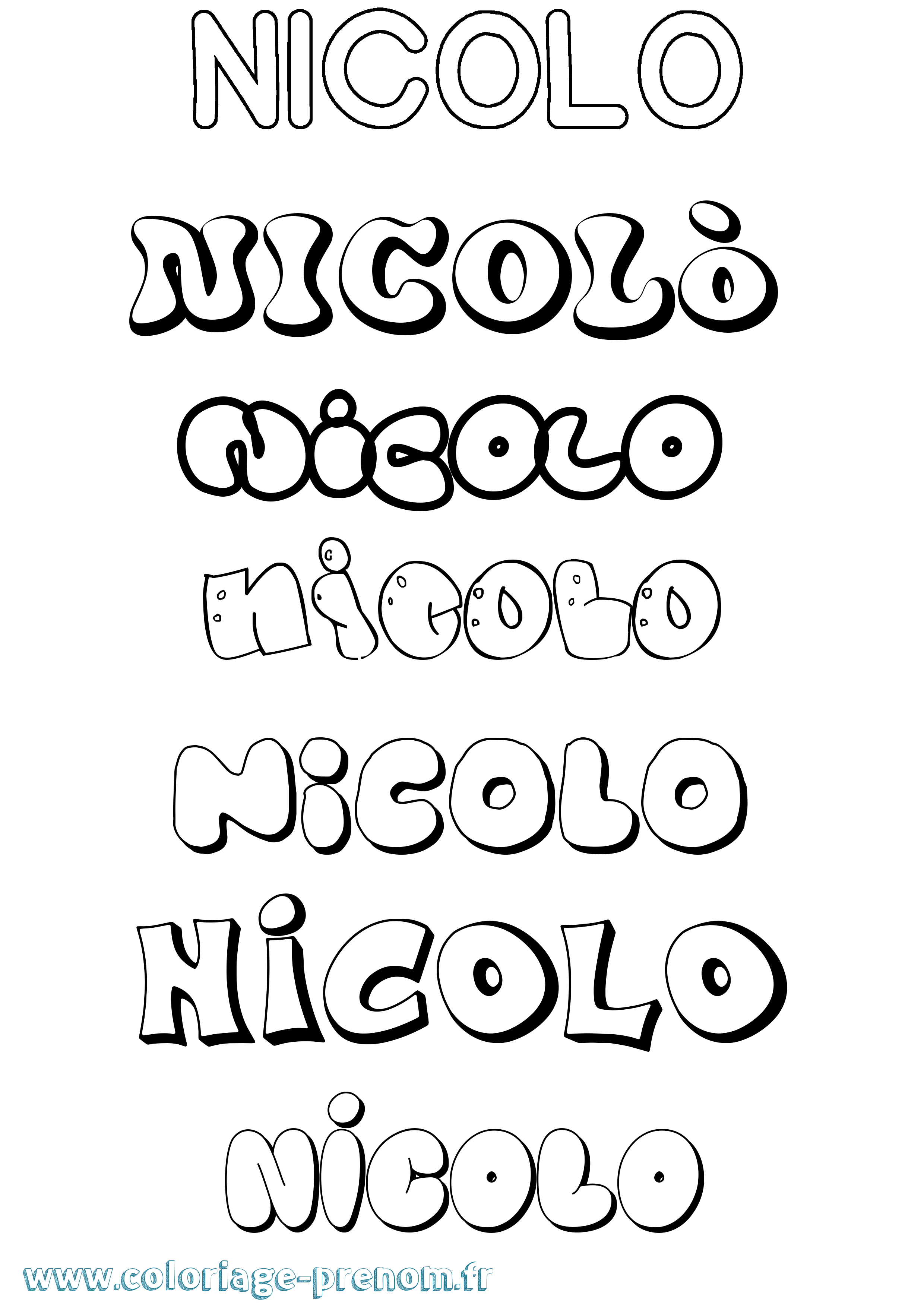 Coloriage Nicolò Bubble Coloriage prénom Nicolò Bubble