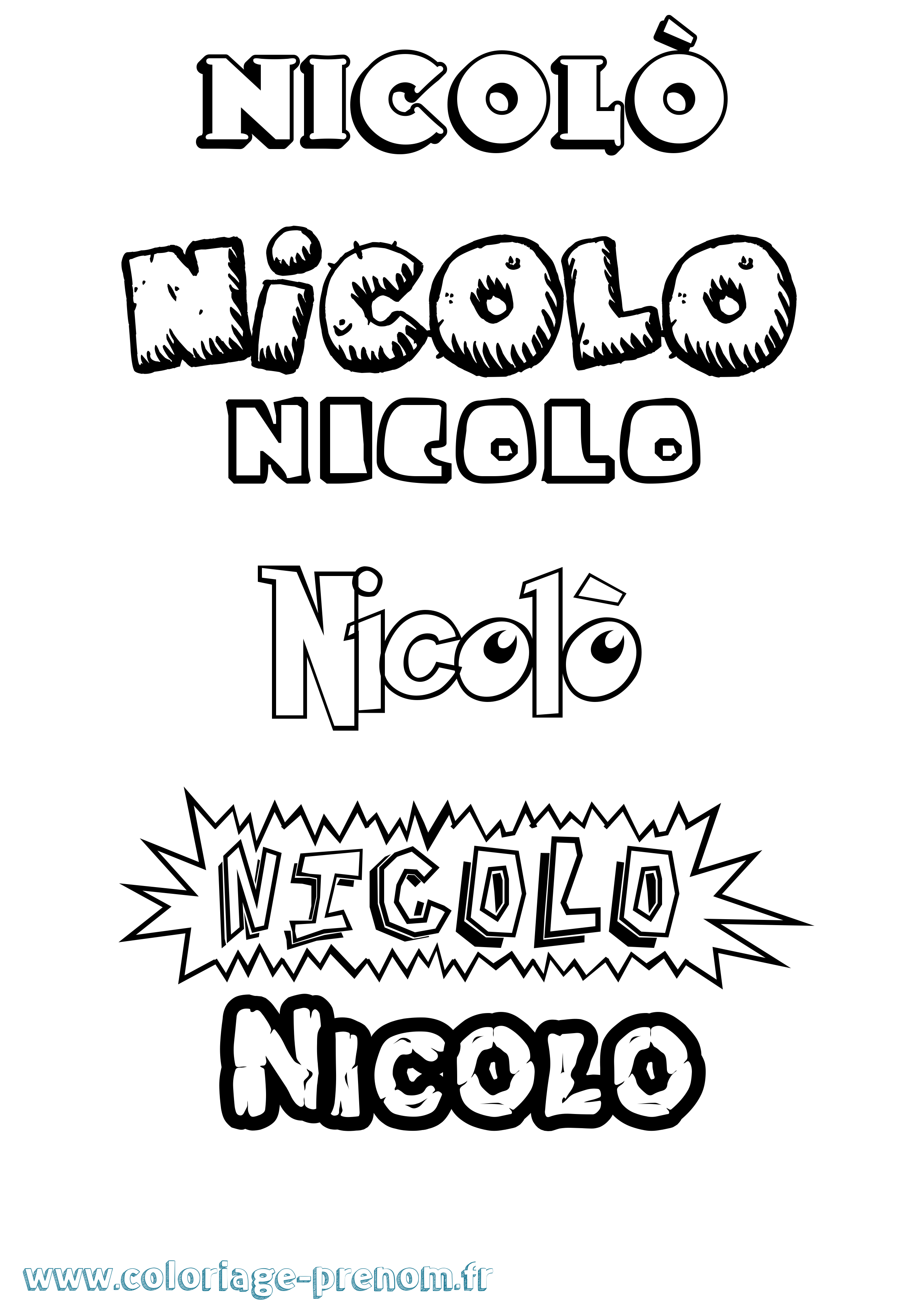 Coloriage Nicolò Dessin Animé Coloriage prénom Nicolò Dessin Animé