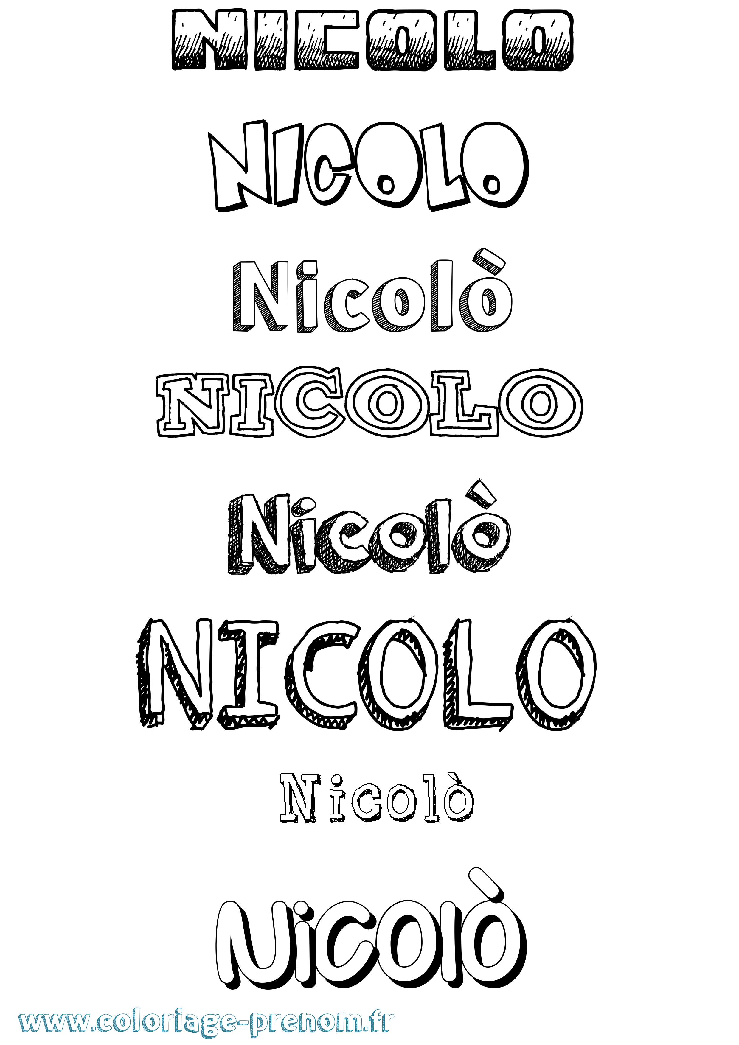 Coloriage Nicolò Dessiné Coloriage prénom Nicolò Dessiné