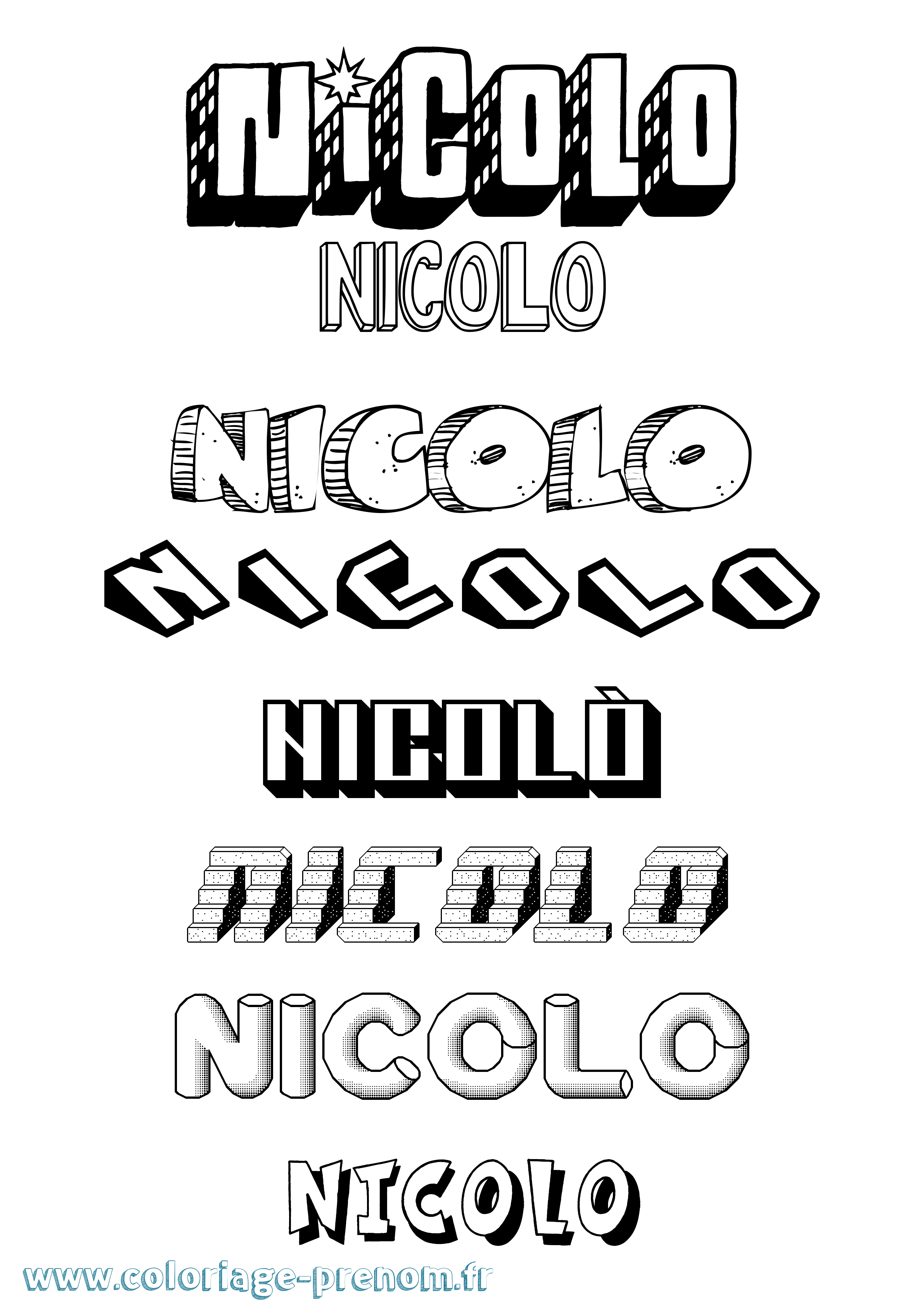 Coloriage Nicolò Effet 3D Coloriage prénom Nicolò Effet 3D