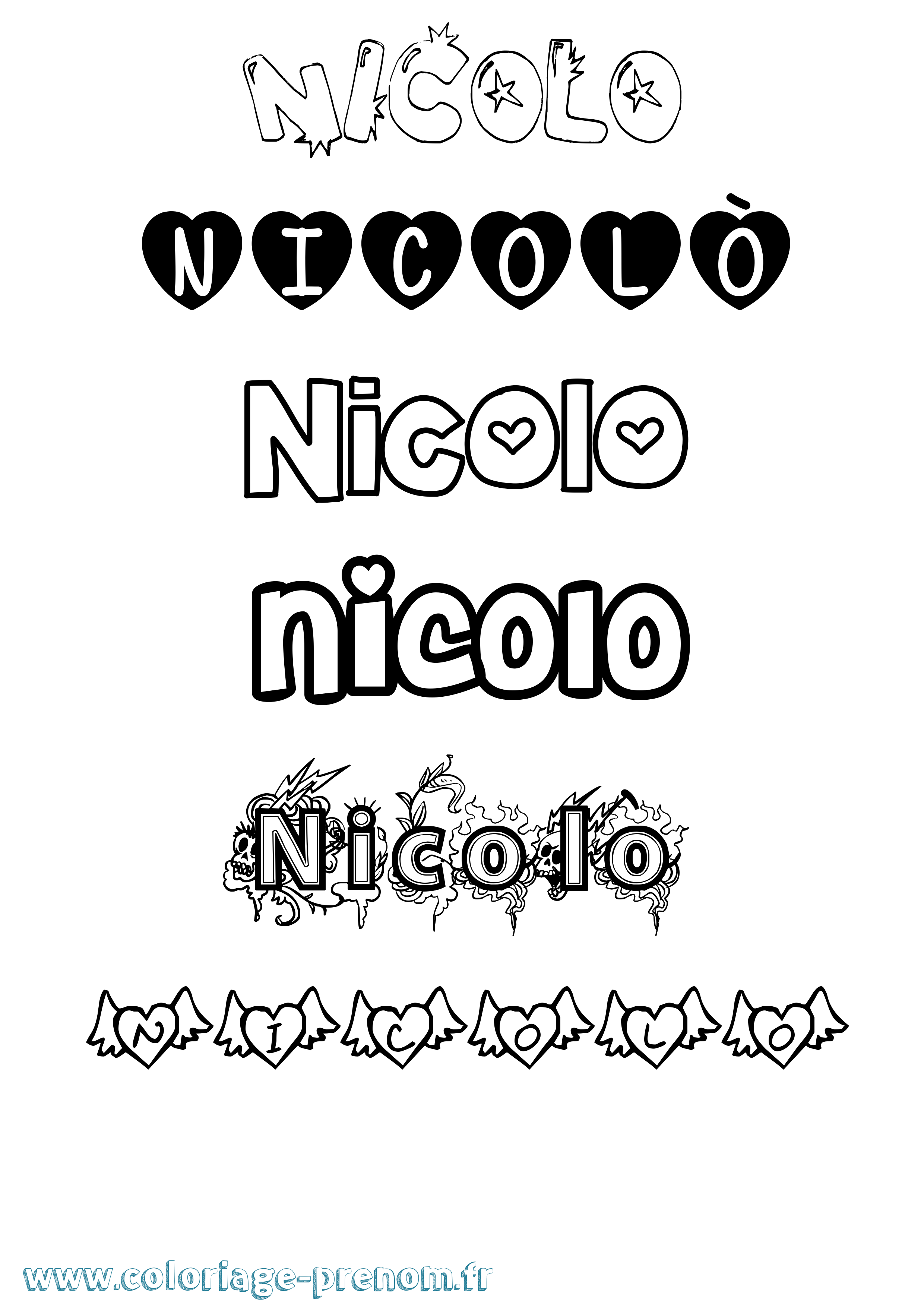 Coloriage Nicolò Girly Coloriage prénom Nicolò Girly