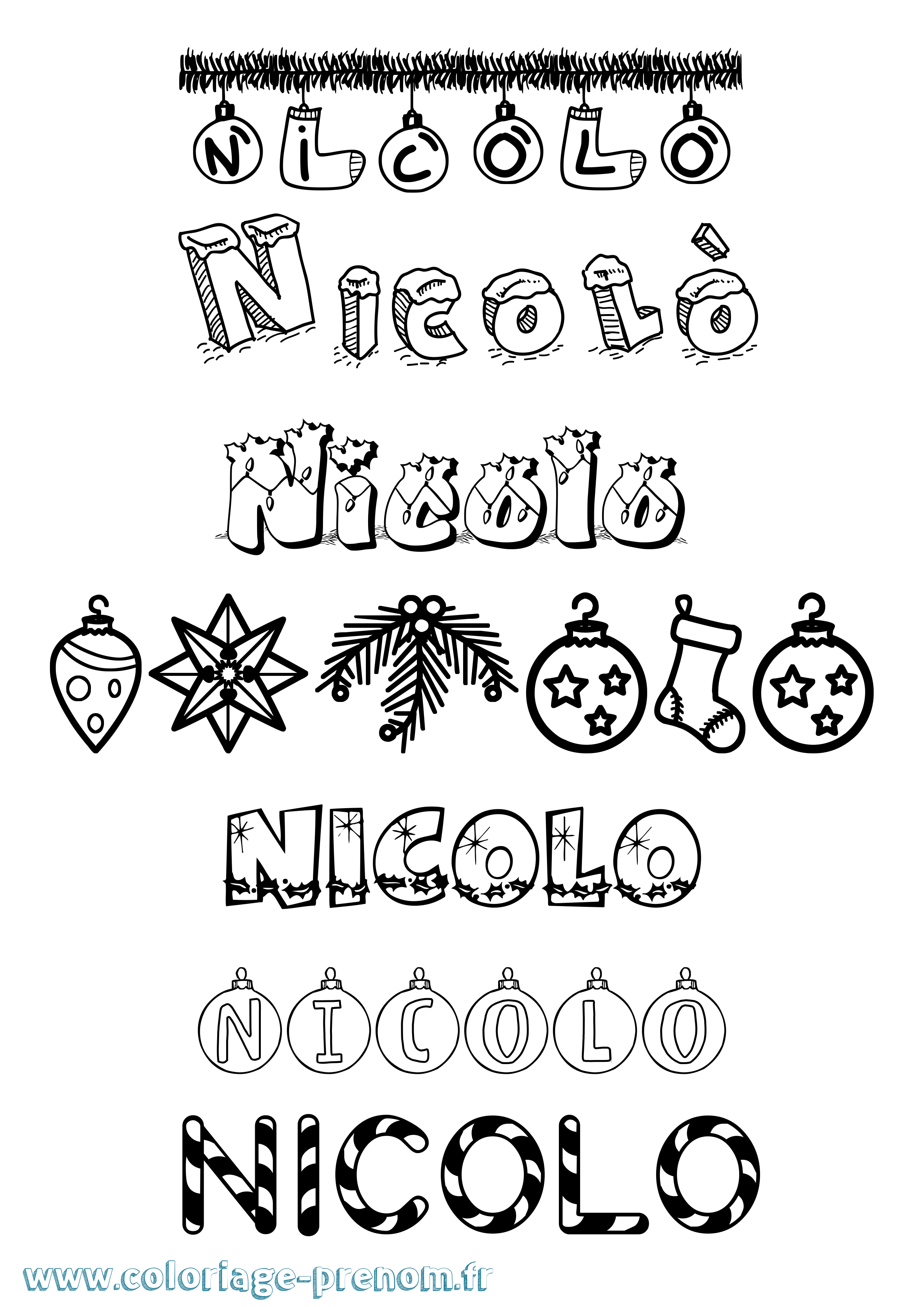 Coloriage Nicolò Noël Coloriage prénom Nicolò Noël