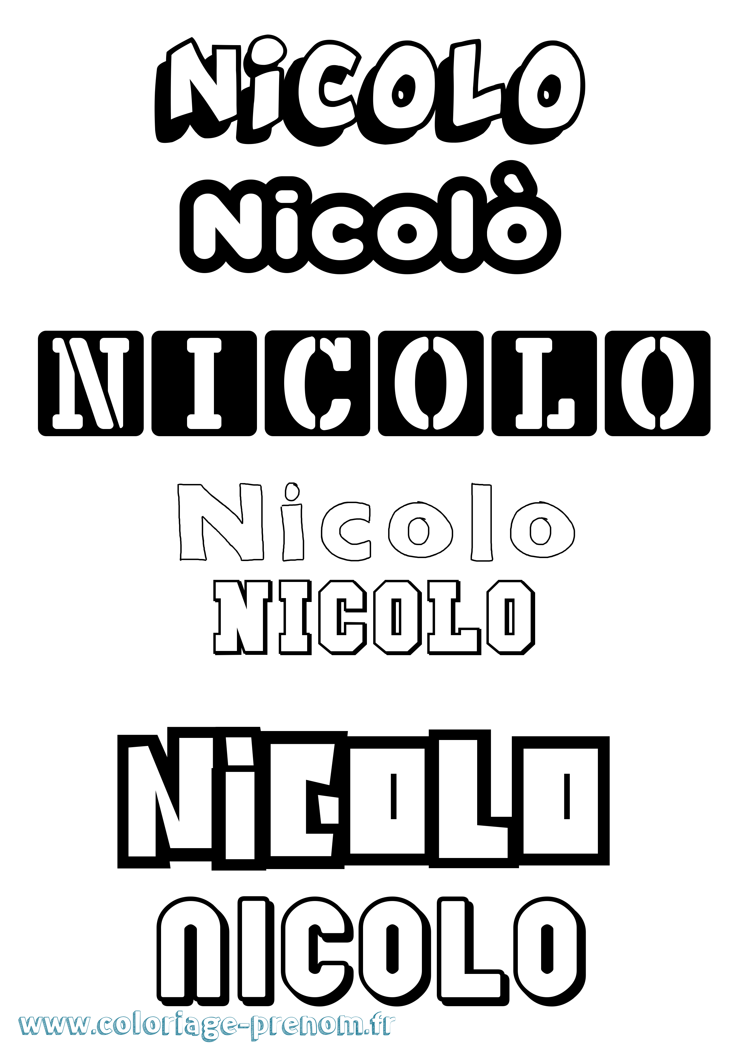 Coloriage Nicolò Simple Coloriage prénom Nicolò Simple