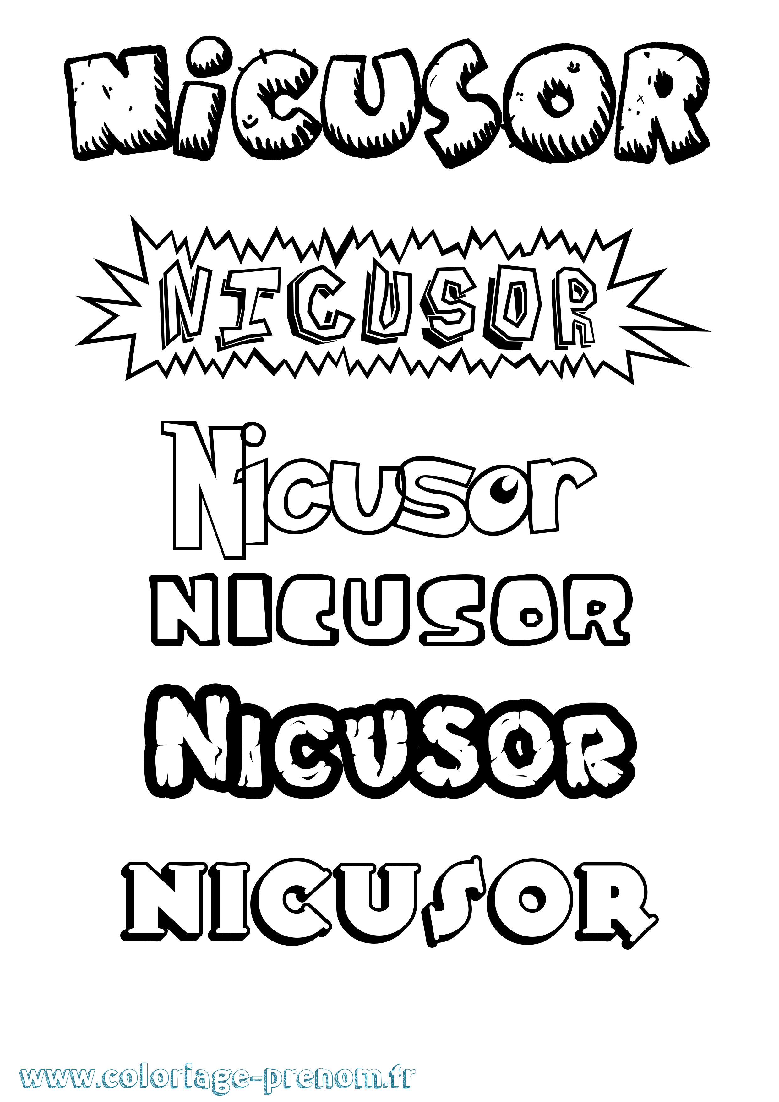Coloriage Nicusor Dessin Animé Coloriage prénom Nicusor Dessin Animé