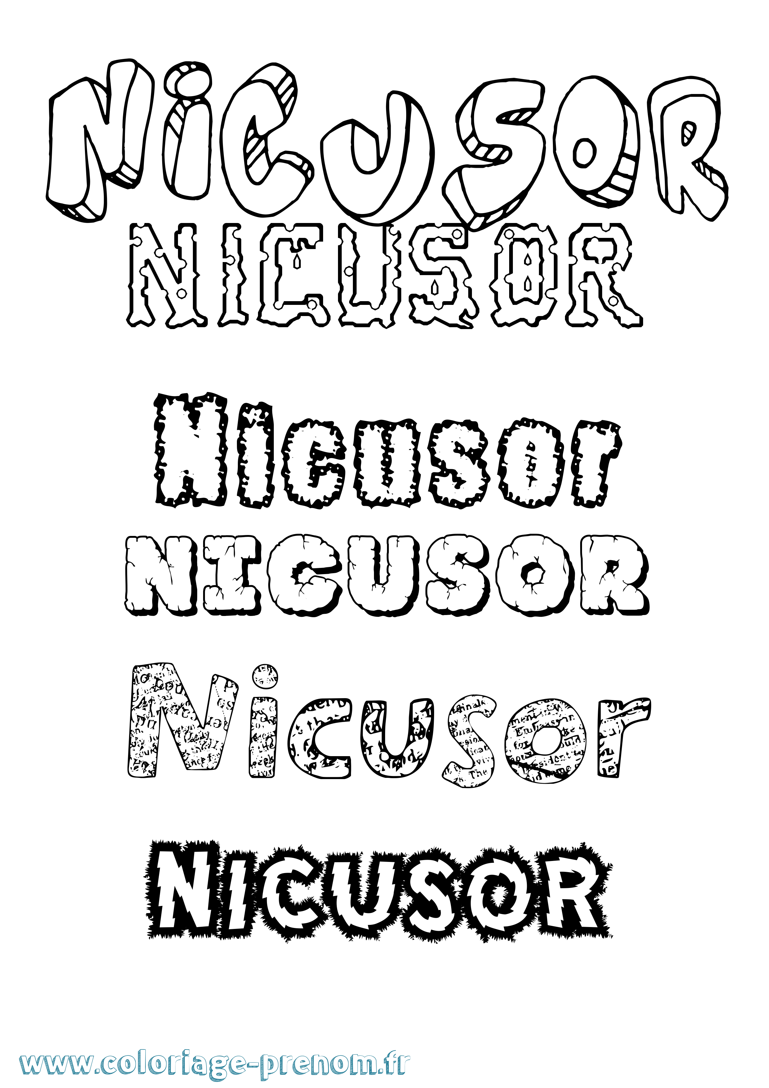Coloriage Nicusor Destructuré Coloriage prénom Nicusor Destructuré