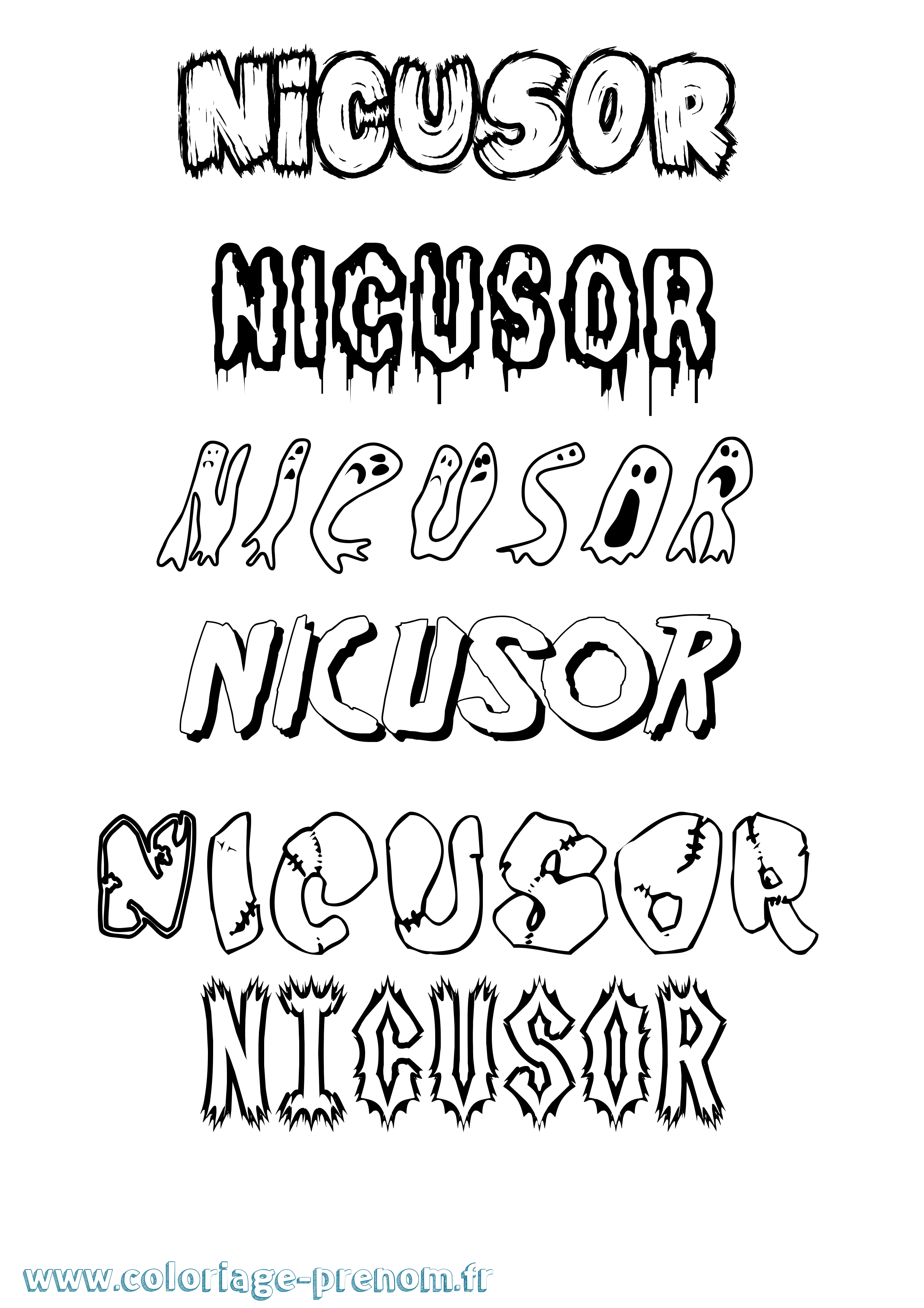 Coloriage Nicusor Frisson Coloriage prénom Nicusor Frisson