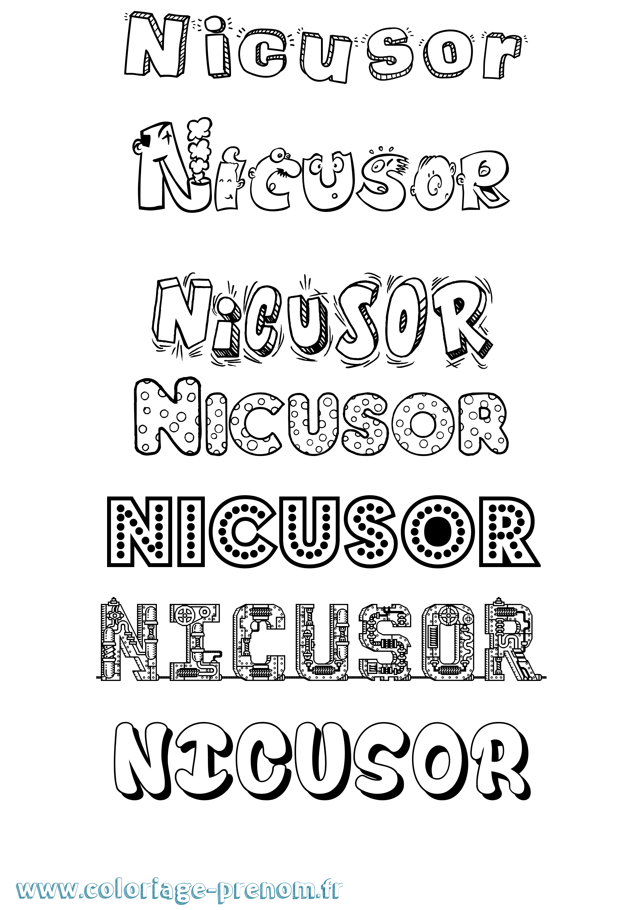 Coloriage Nicusor Fun Coloriage prénom Nicusor Fun