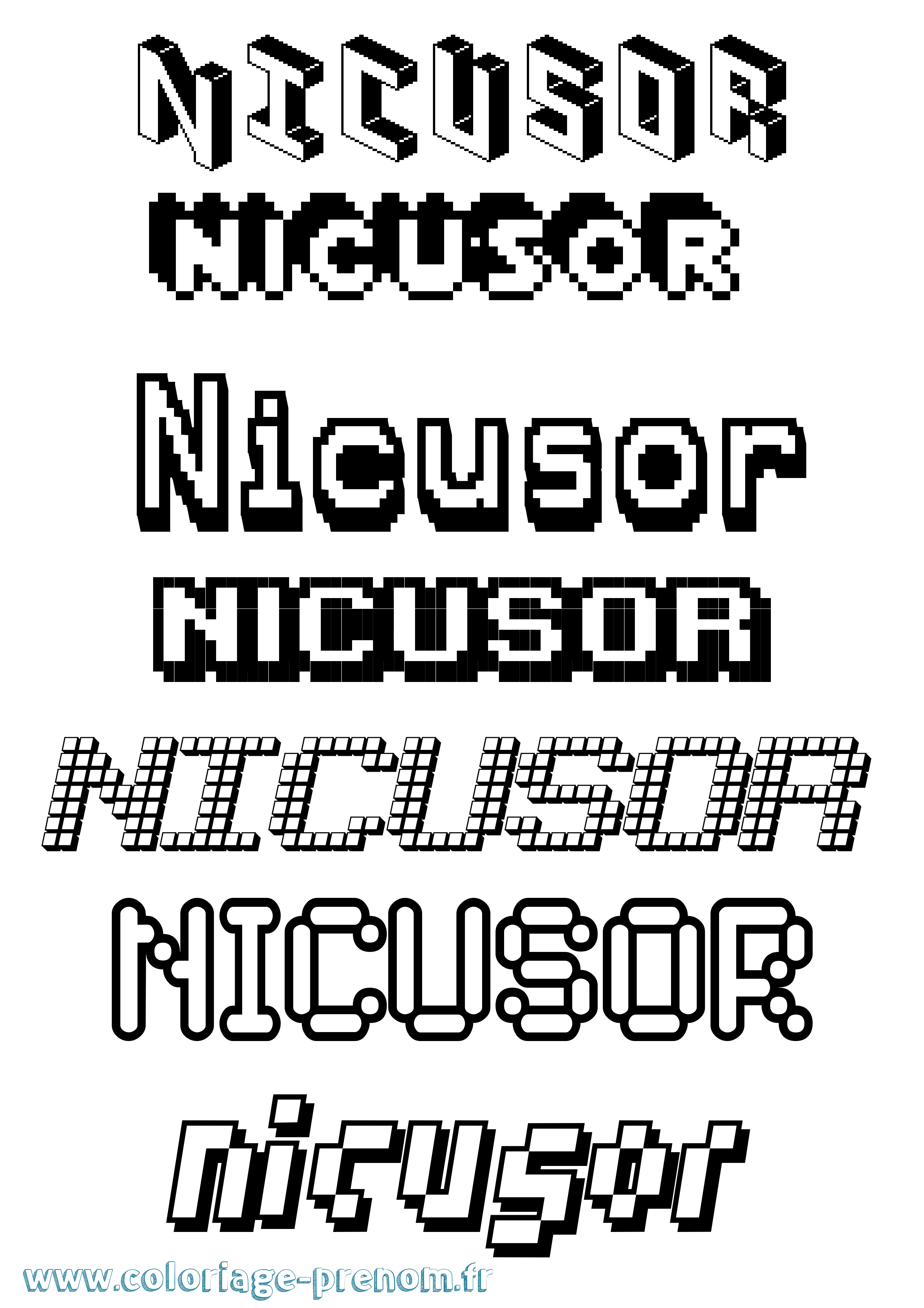 Coloriage Nicusor Pixel Coloriage prénom Nicusor Pixel