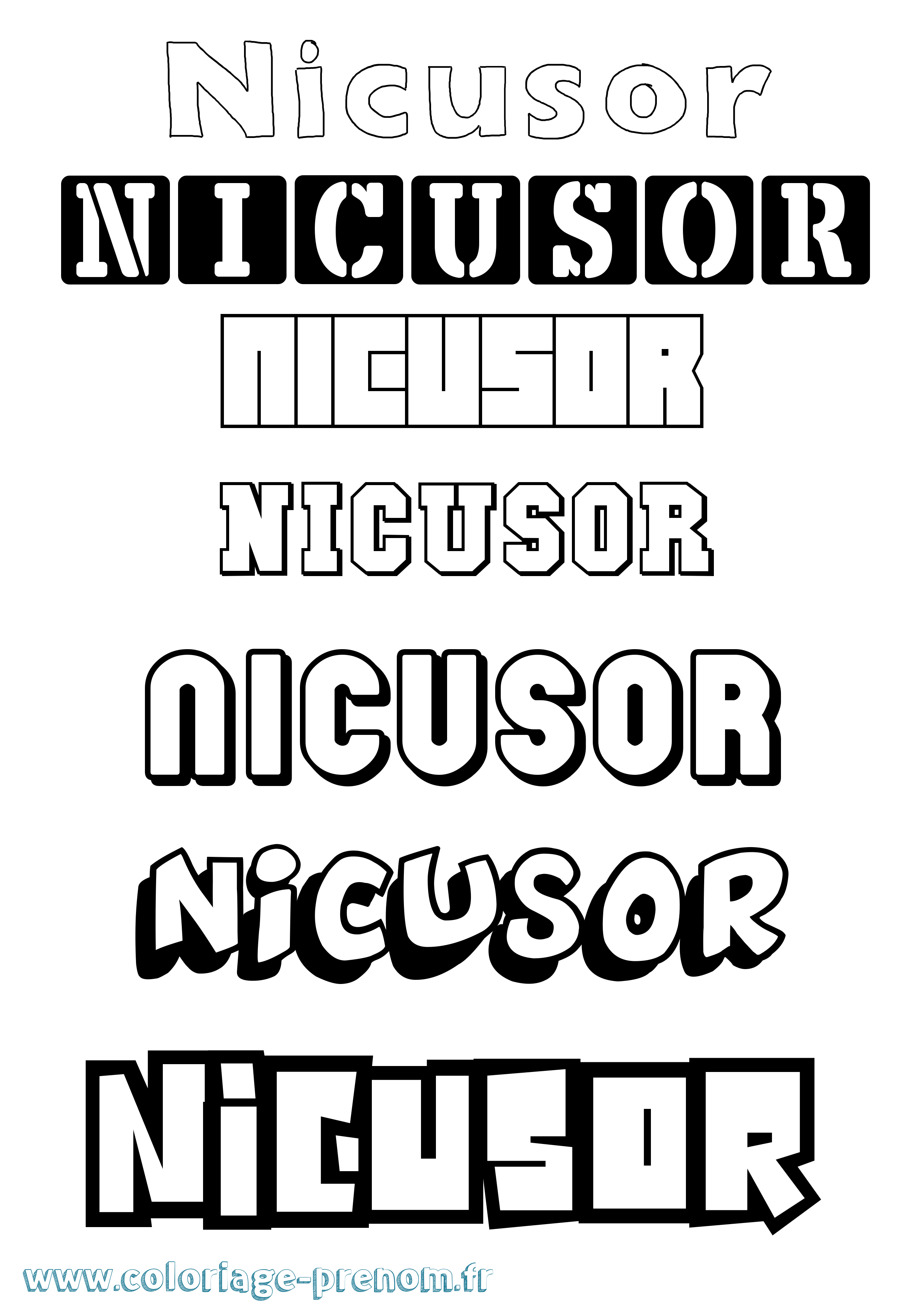 Coloriage Nicusor Simple Coloriage prénom Nicusor Simple