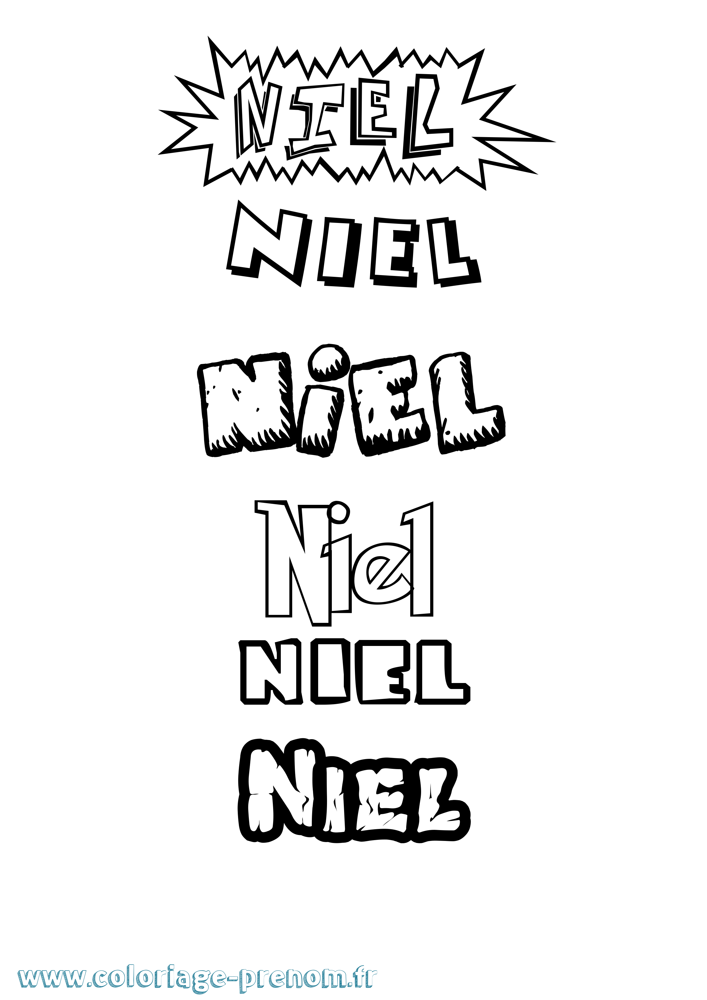 Coloriage Niel Dessin Animé Coloriage prénom Niel Dessin Animé