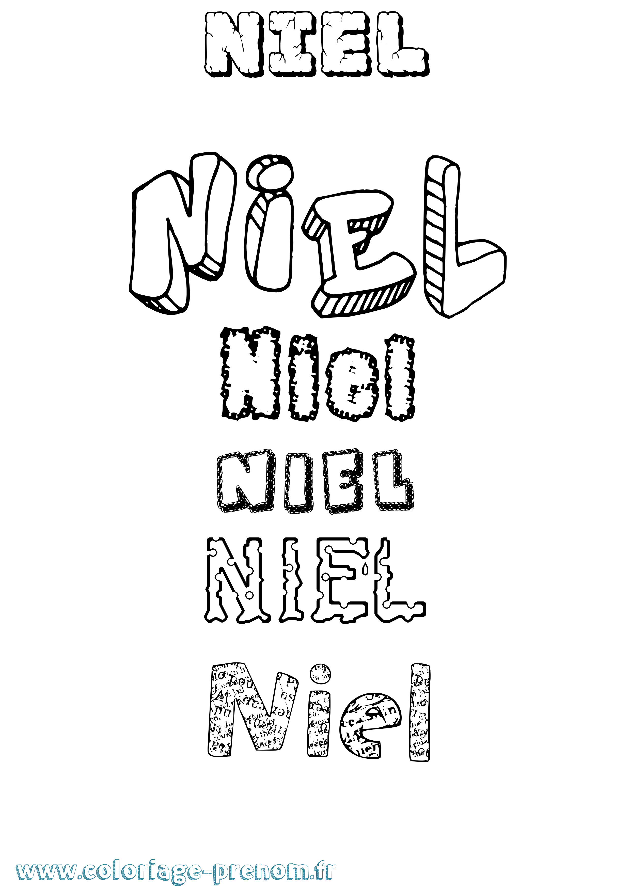 Coloriage Niel Destructuré Coloriage prénom Niel Destructuré