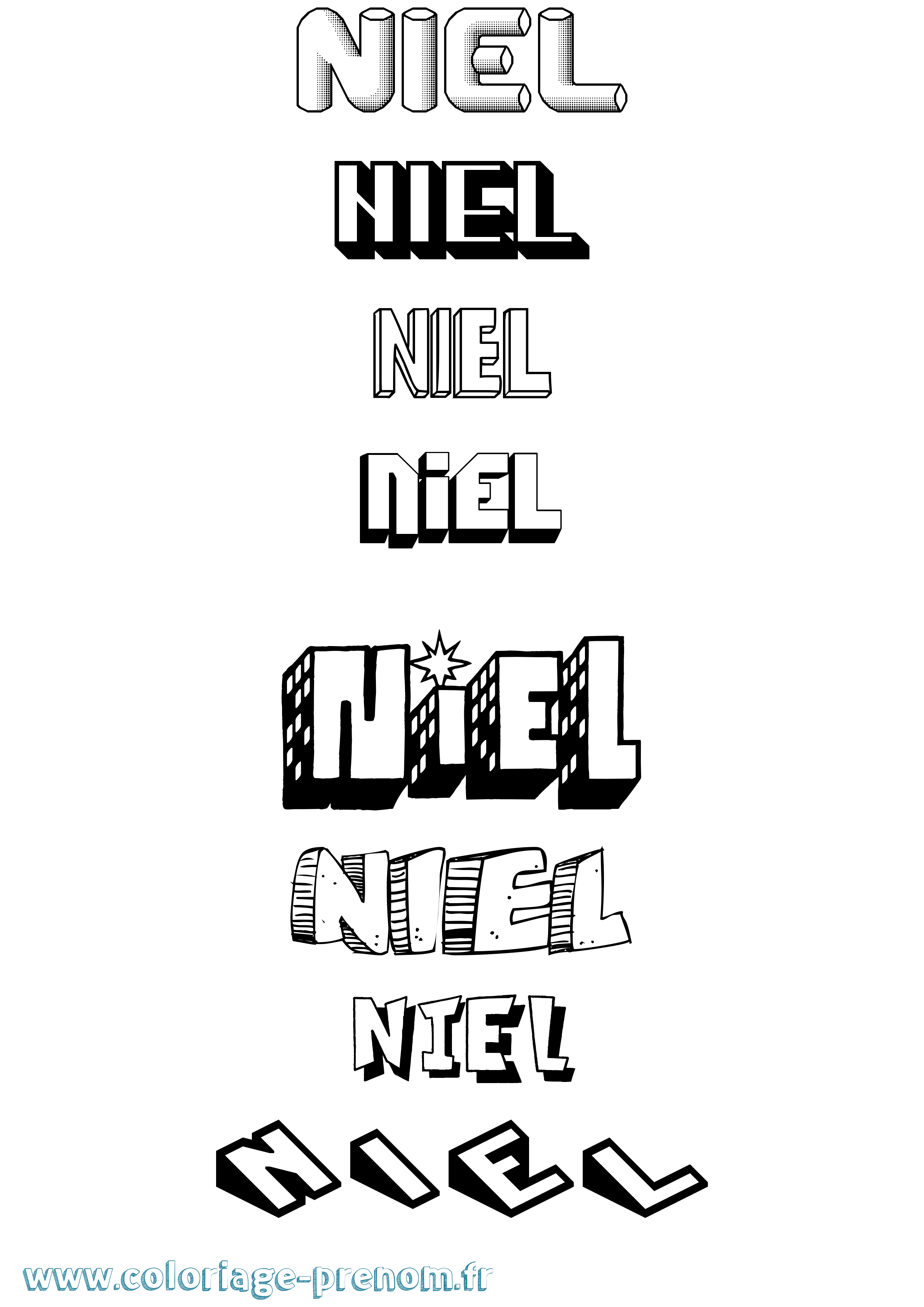 Coloriage Niel Effet 3D Coloriage prénom Niel Effet 3D