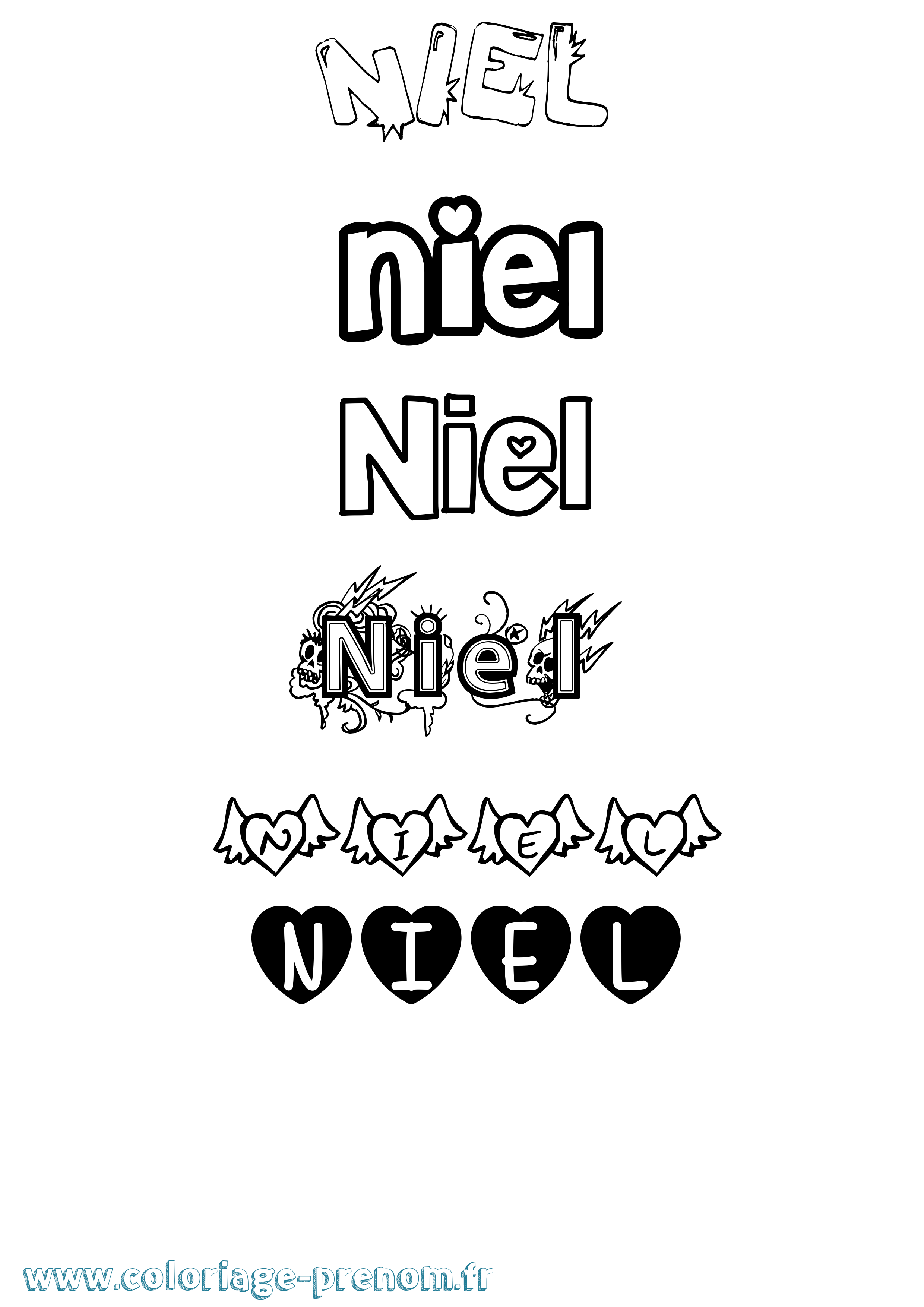 Coloriage Niel Girly Coloriage prénom Niel Girly