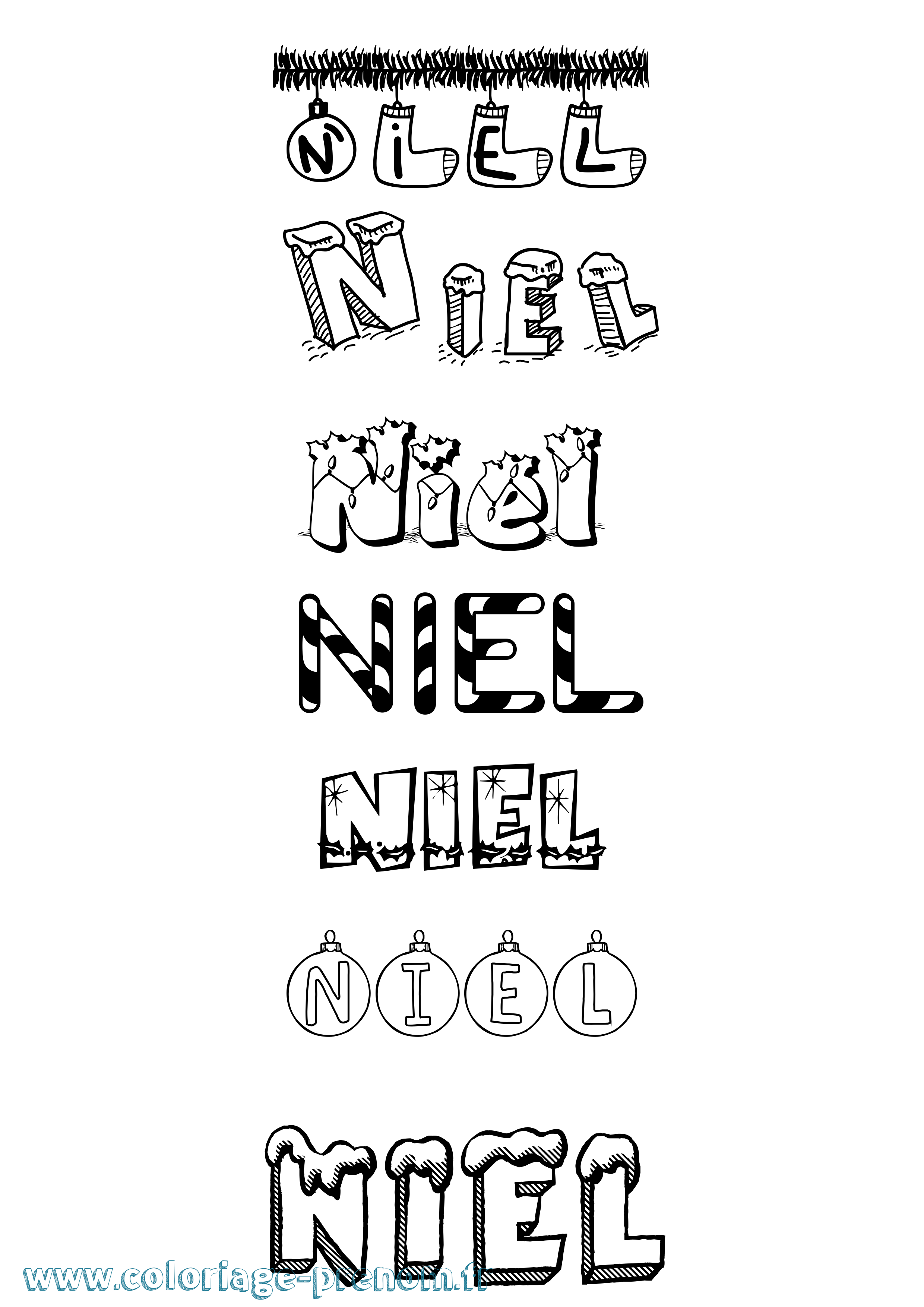 Coloriage Niel Noël Coloriage prénom Niel Noël