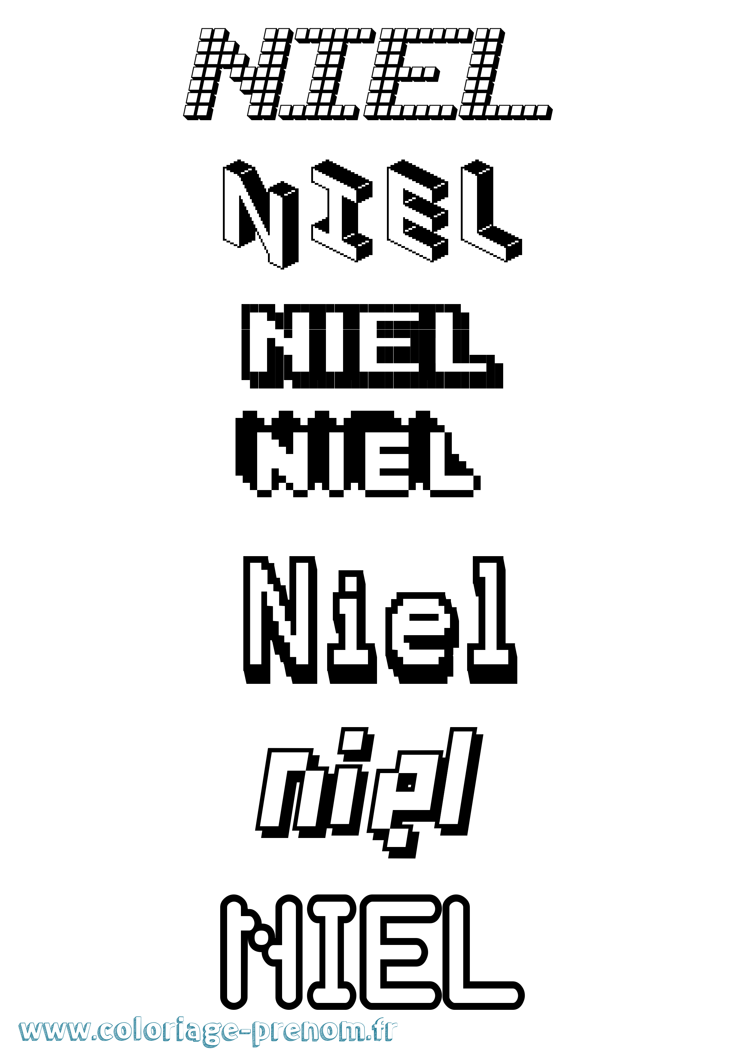 Coloriage Niel Pixel Coloriage prénom Niel Pixel