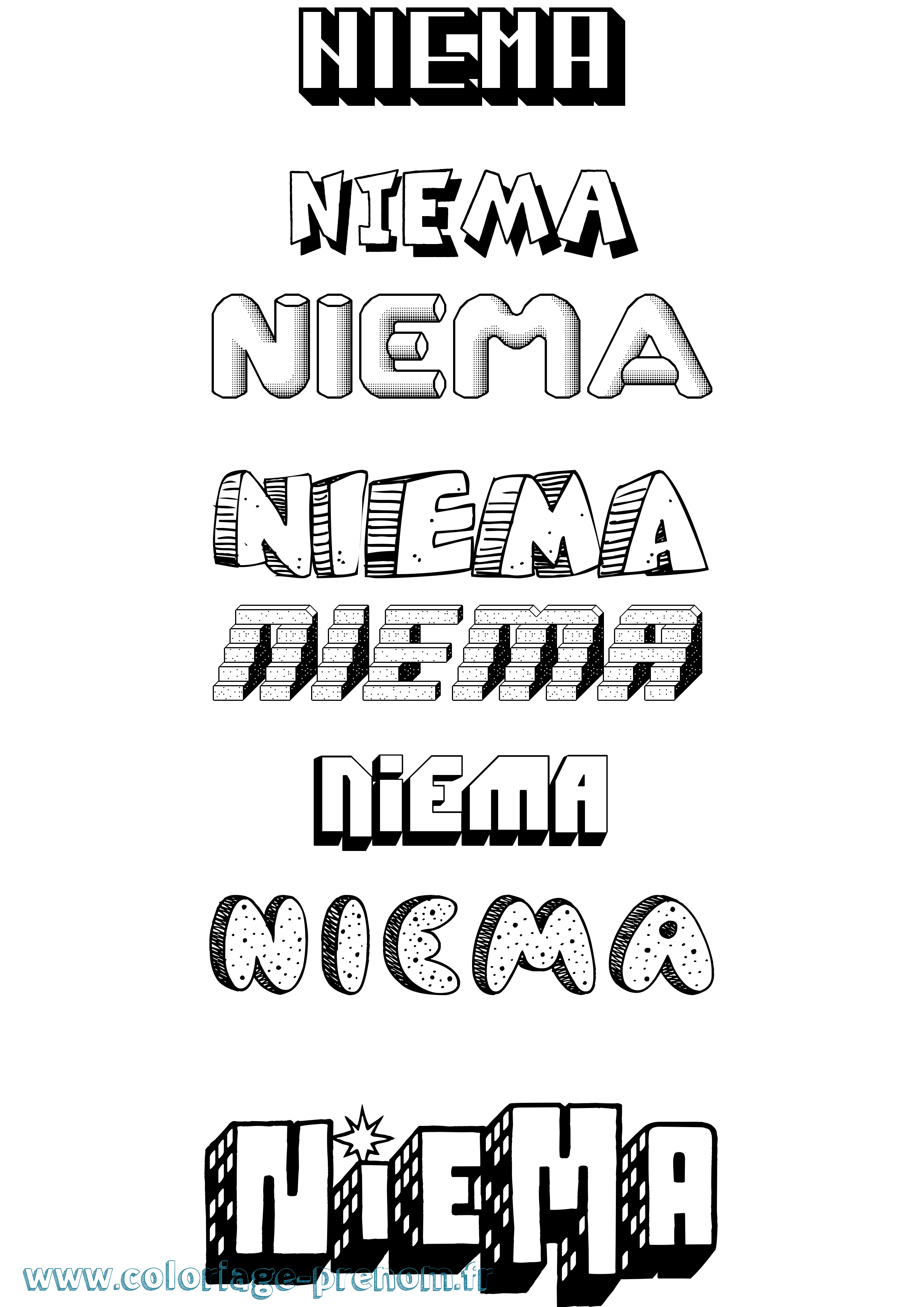 Coloriage Niema Effet 3D Coloriage prénom Niema Effet 3D