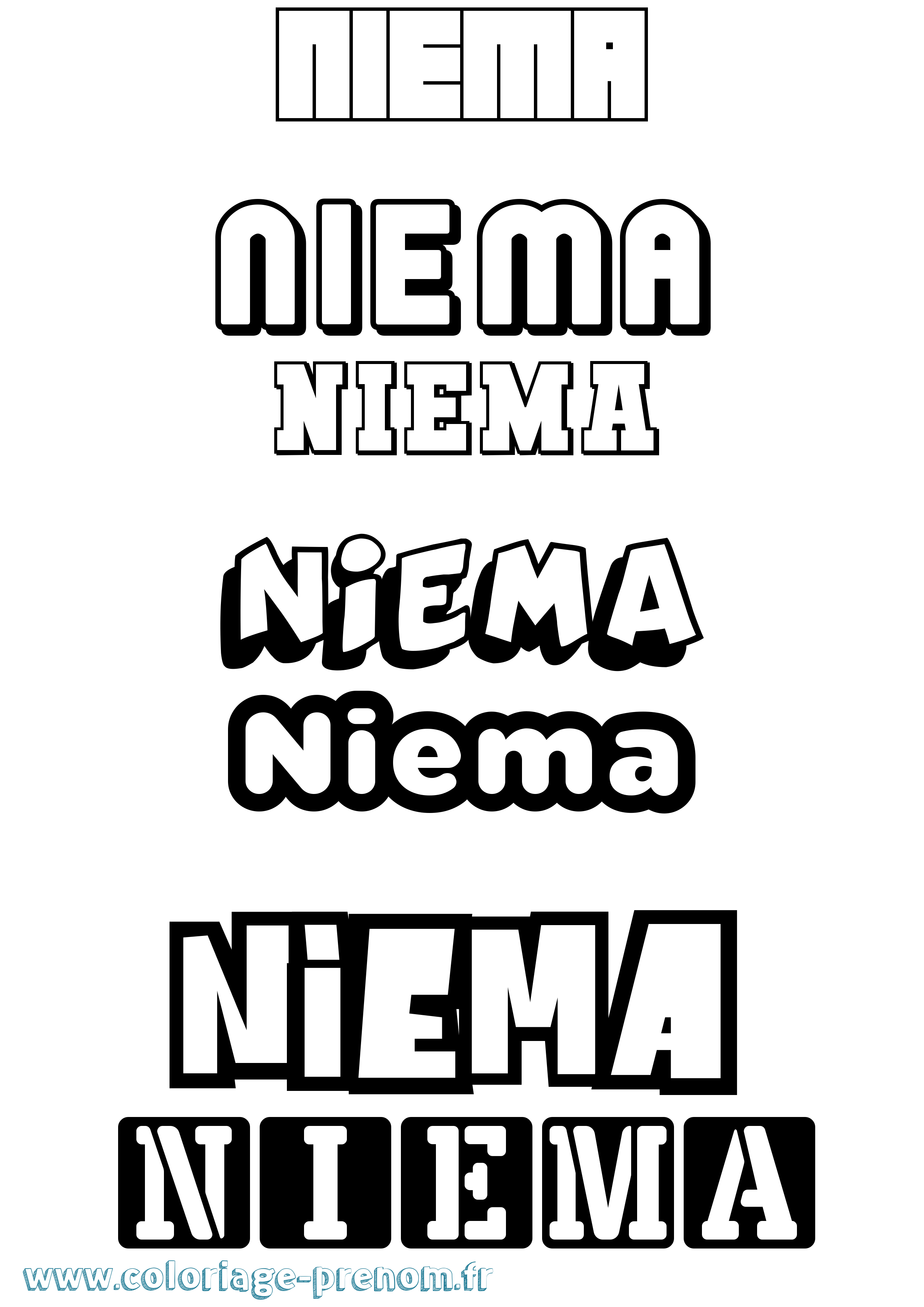Coloriage Niema Simple Coloriage prénom Niema Simple