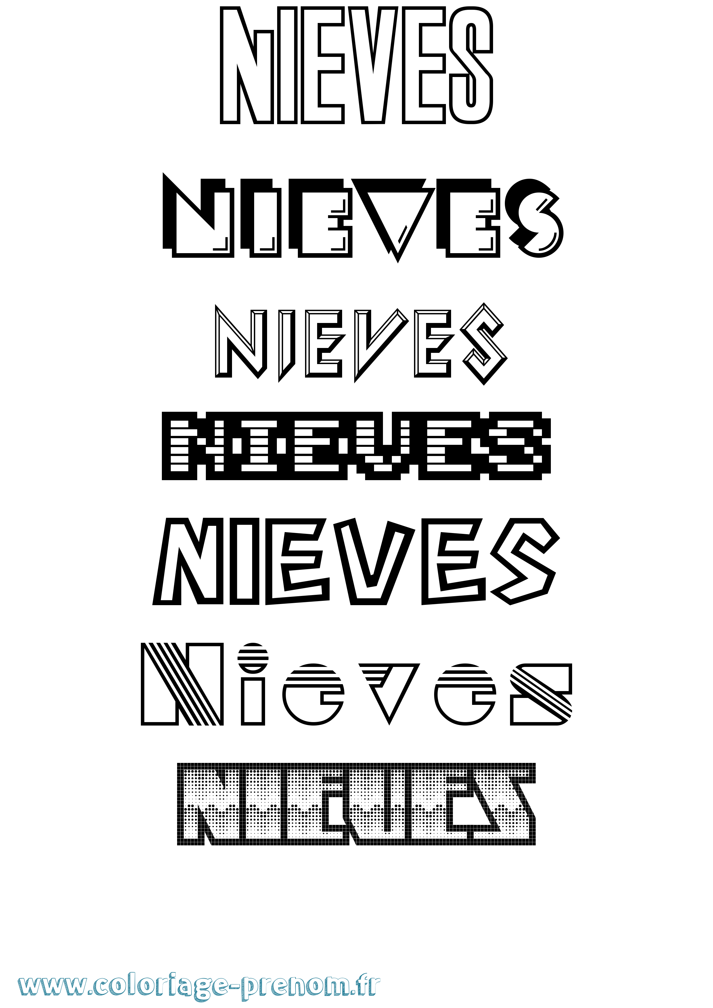 Coloriage Nieves Jeux Vidéos Coloriage prénom Nieves Jeux Vidéos