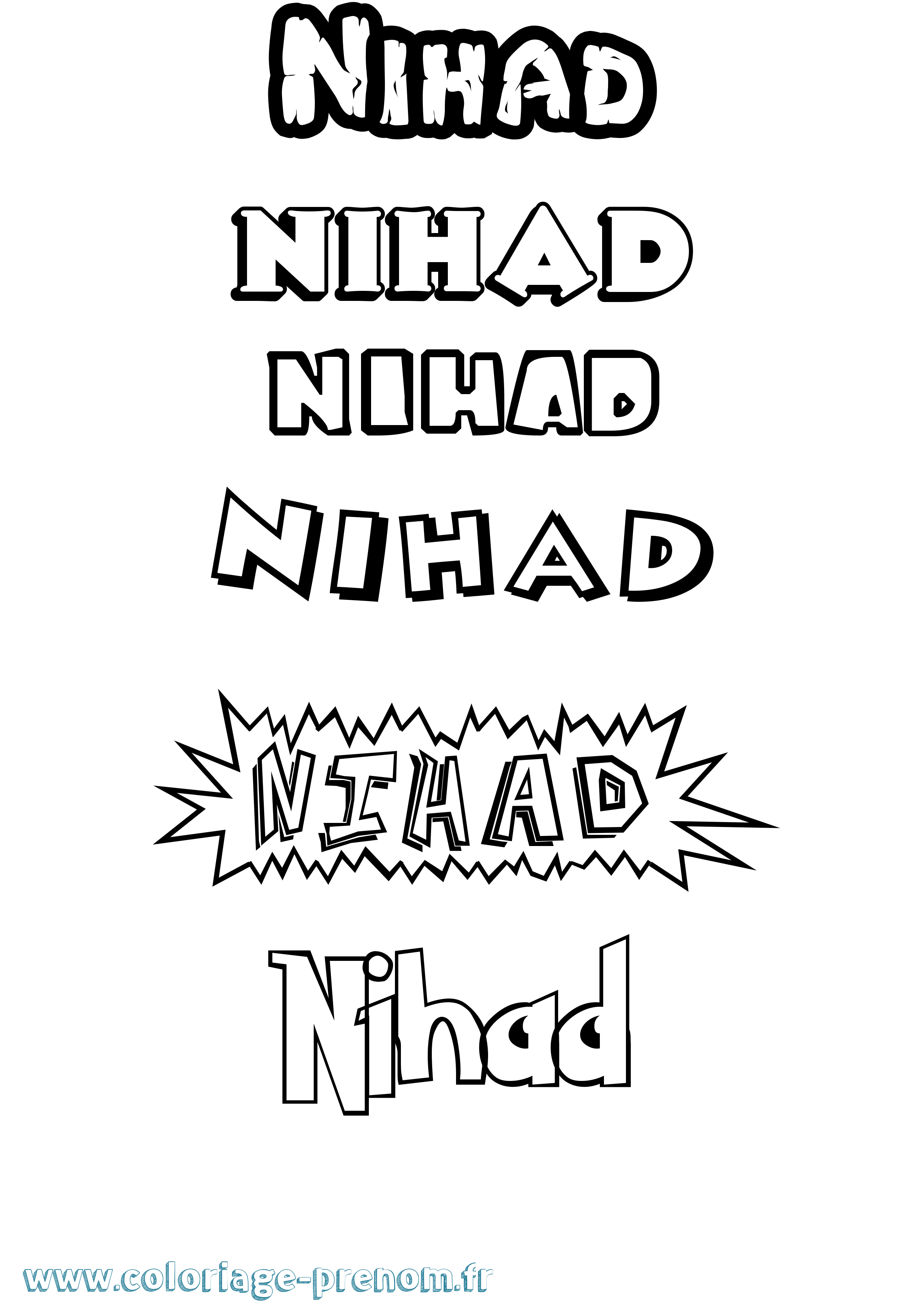 Coloriage Nihad Dessin Animé Coloriage prénom Nihad Dessin Animé