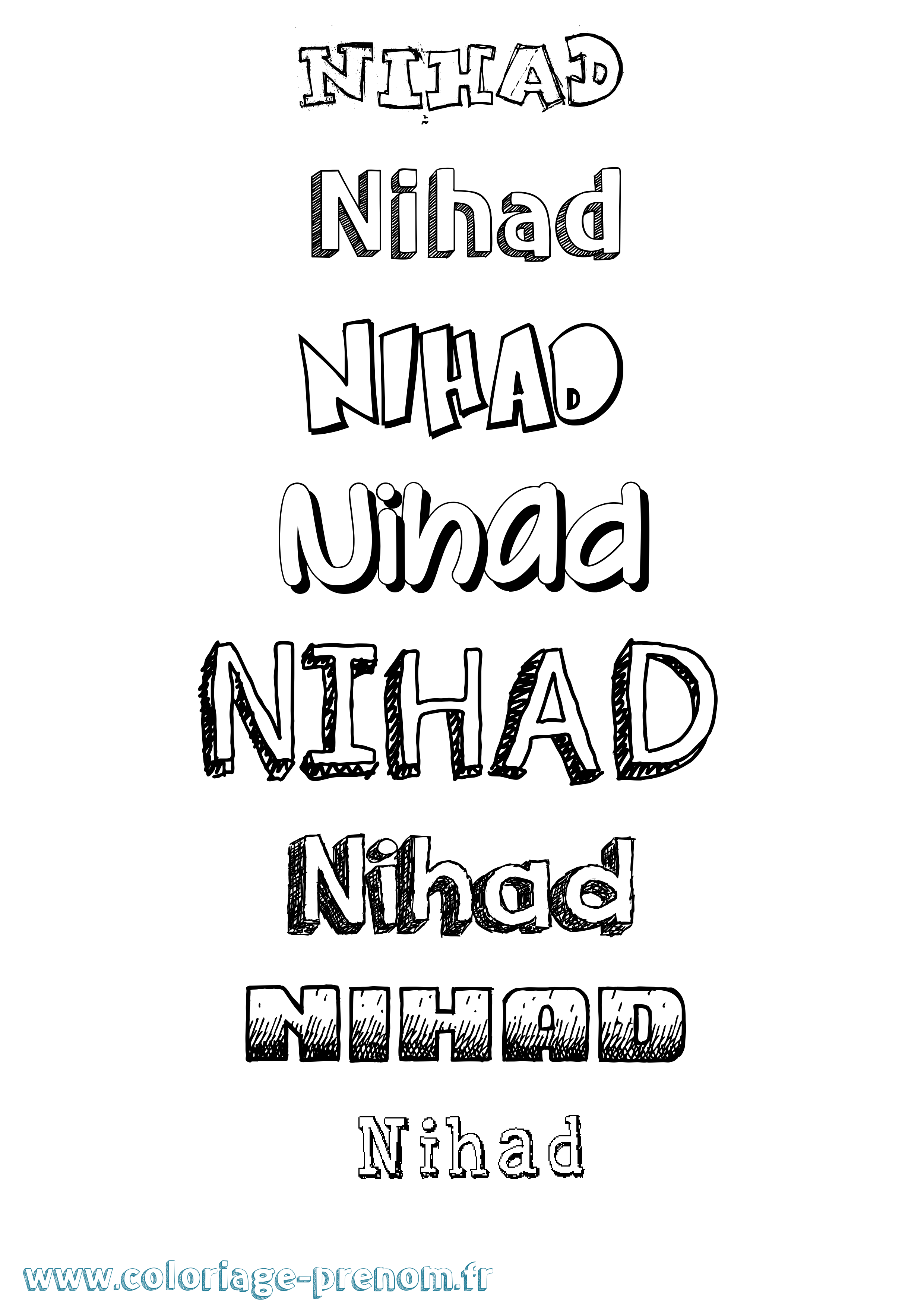 Coloriage Nihad Dessiné Coloriage prénom Nihad Dessiné