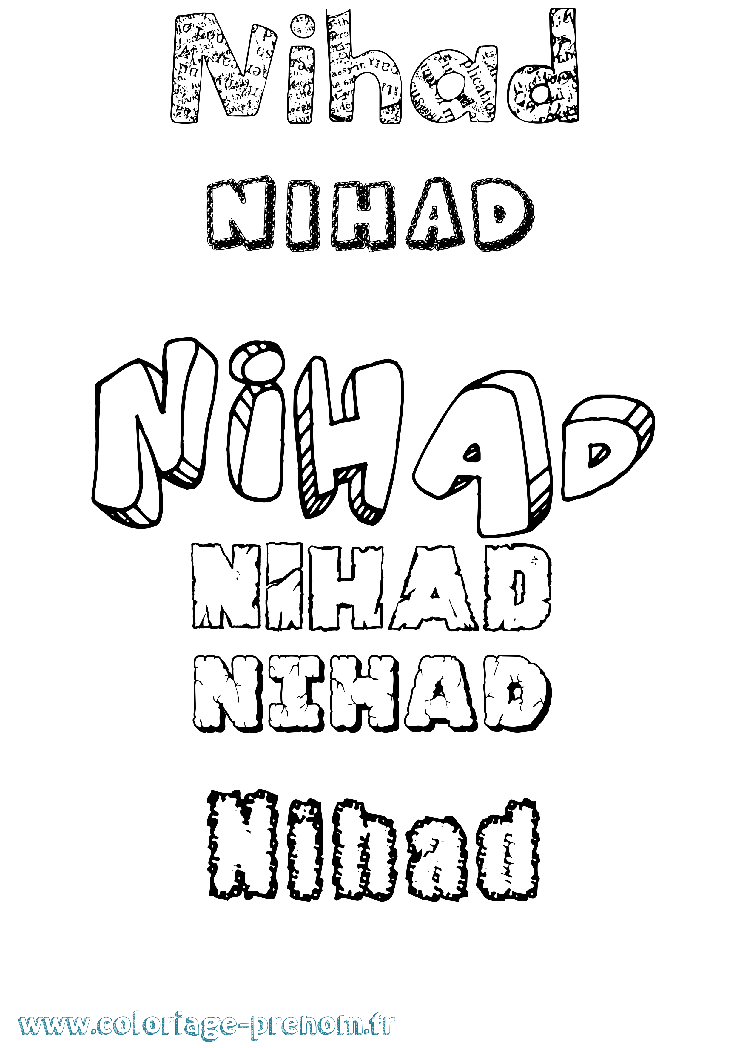 Coloriage Nihad Destructuré Coloriage prénom Nihad Destructuré