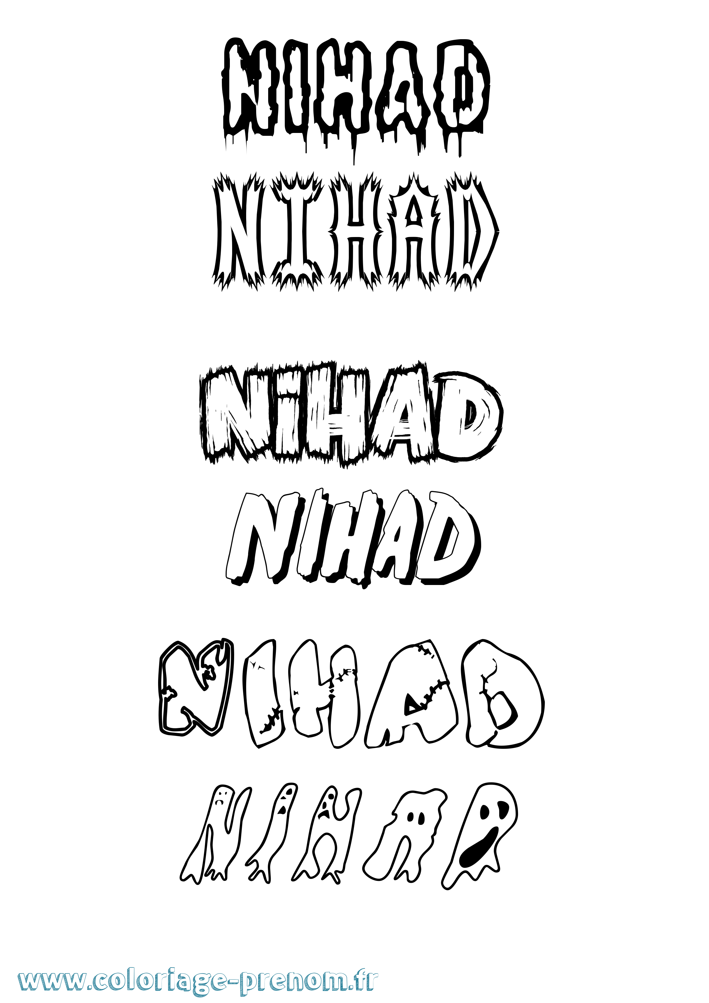 Coloriage Nihad Frisson Coloriage prénom Nihad Frisson