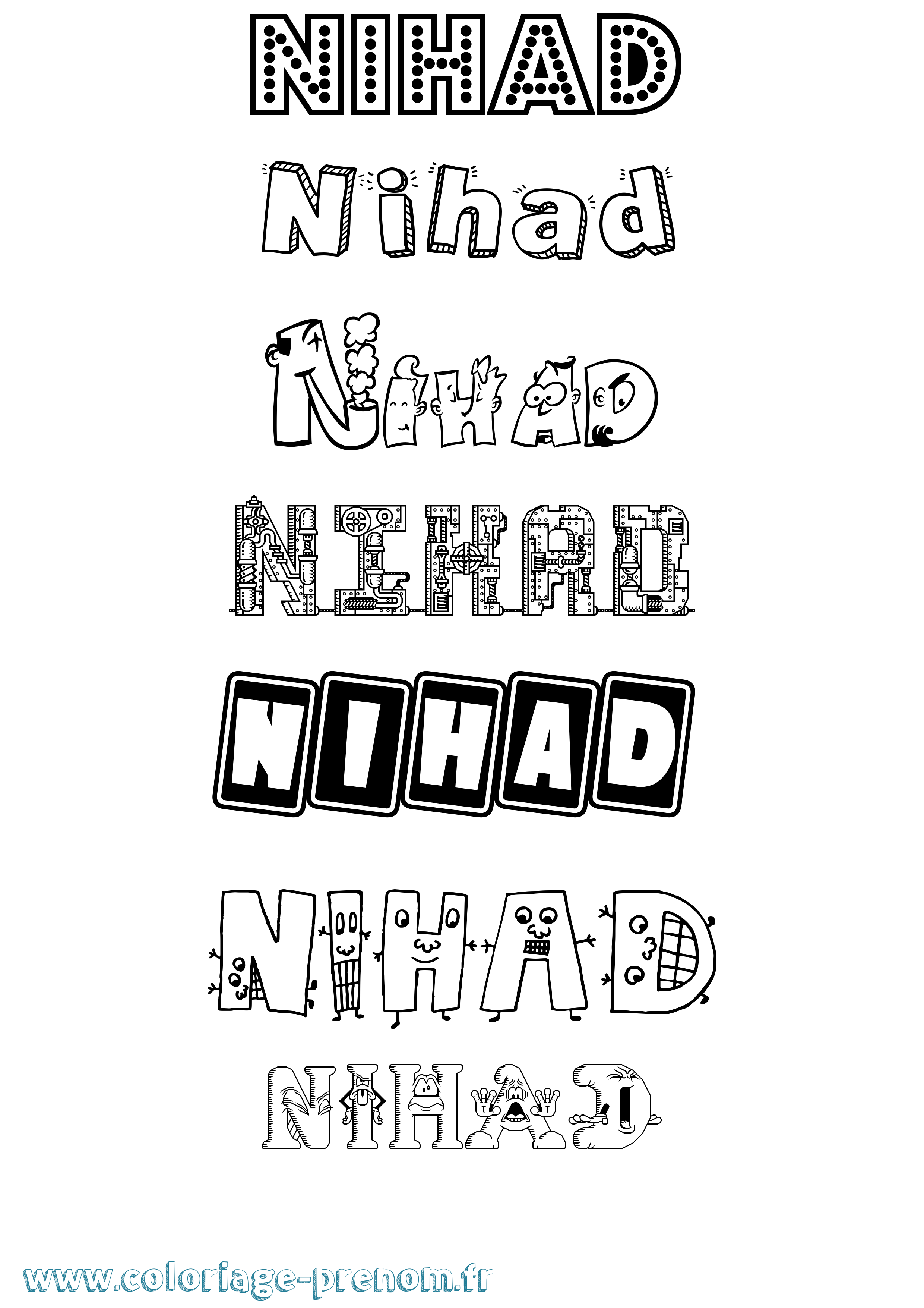 Coloriage Nihad Fun Coloriage prénom Nihad Fun
